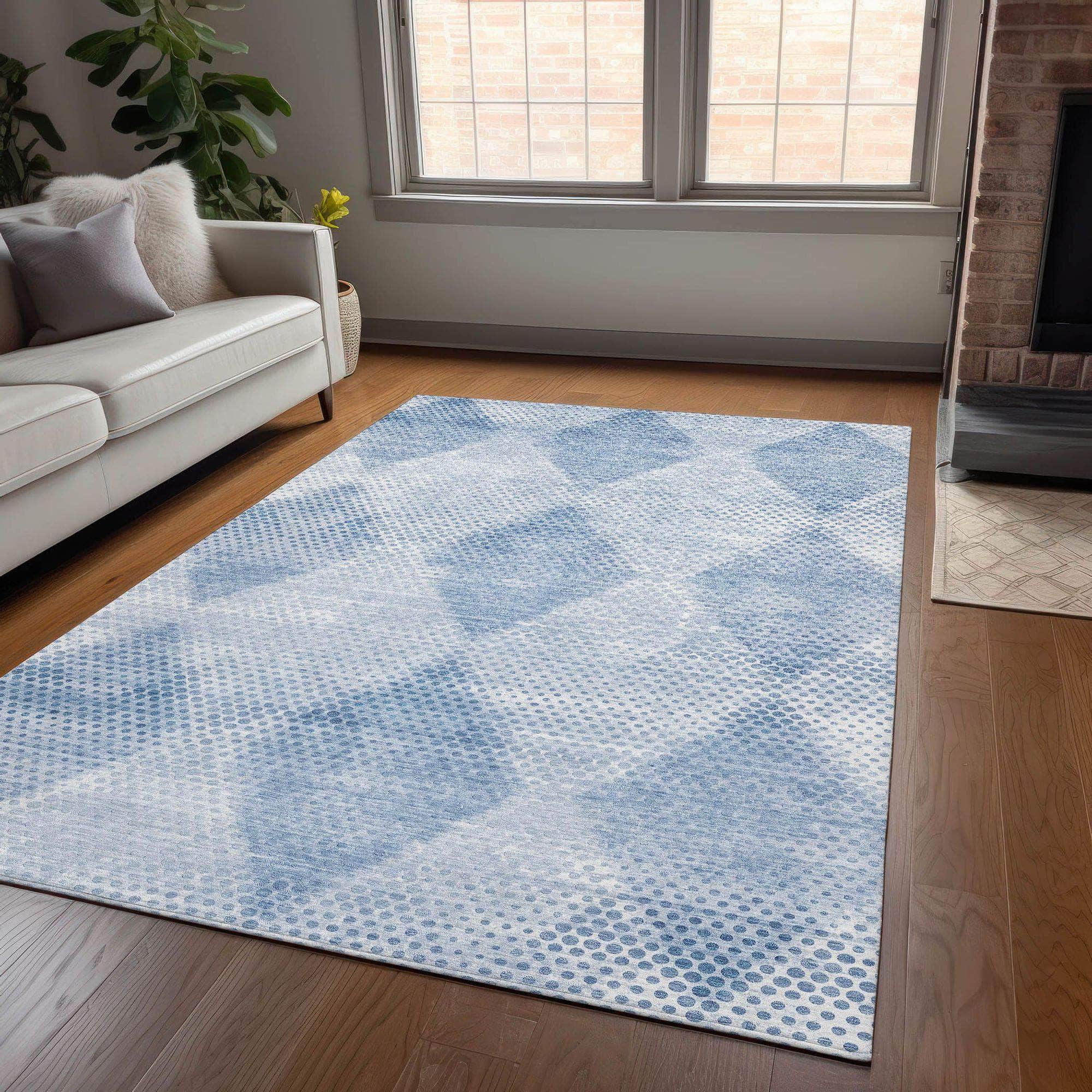 Machine Made ACN539 Blue Rugs