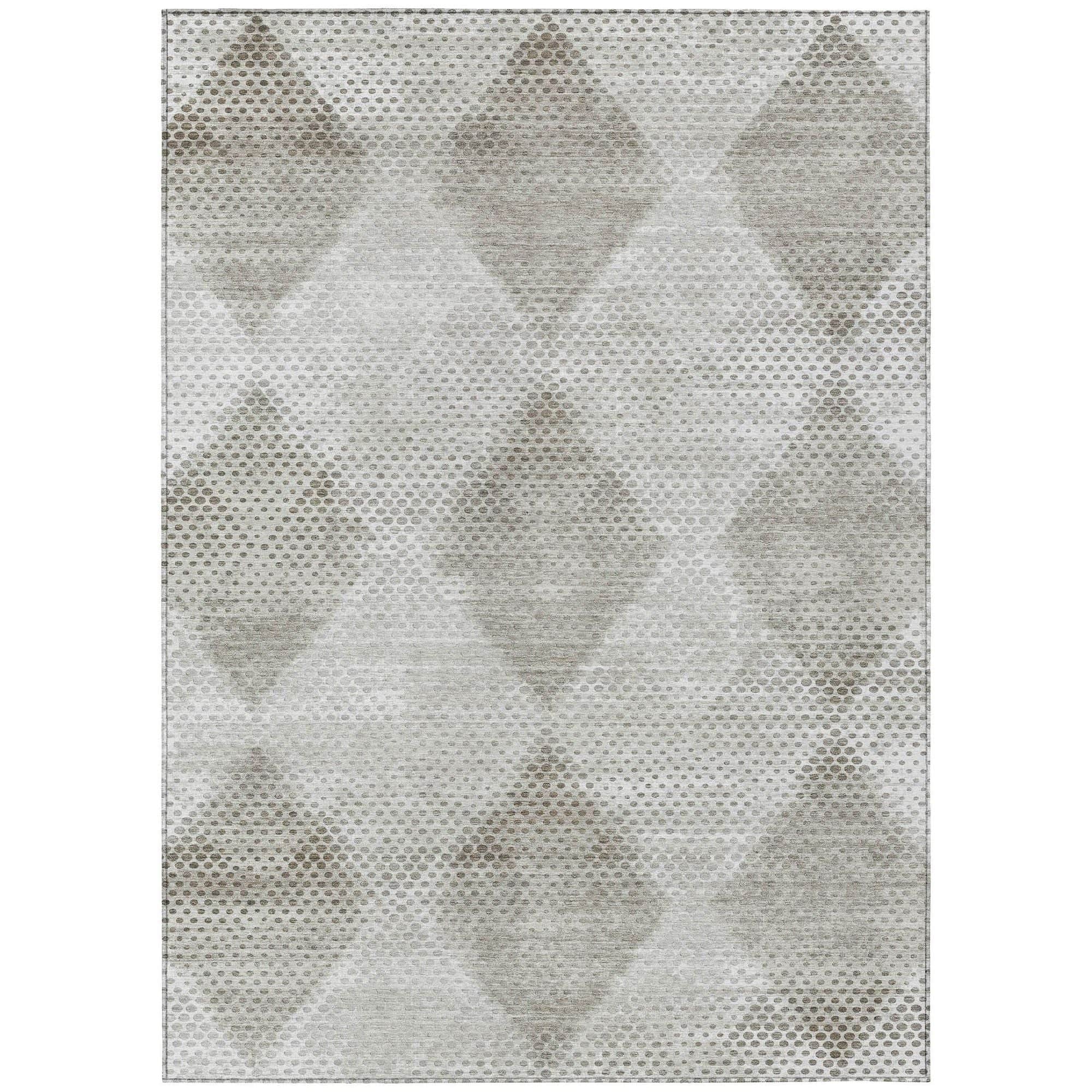 Machine Washable Gray Rug - Indoor / Outdoor - Kids / Pet Friendly Geometric Print Rug