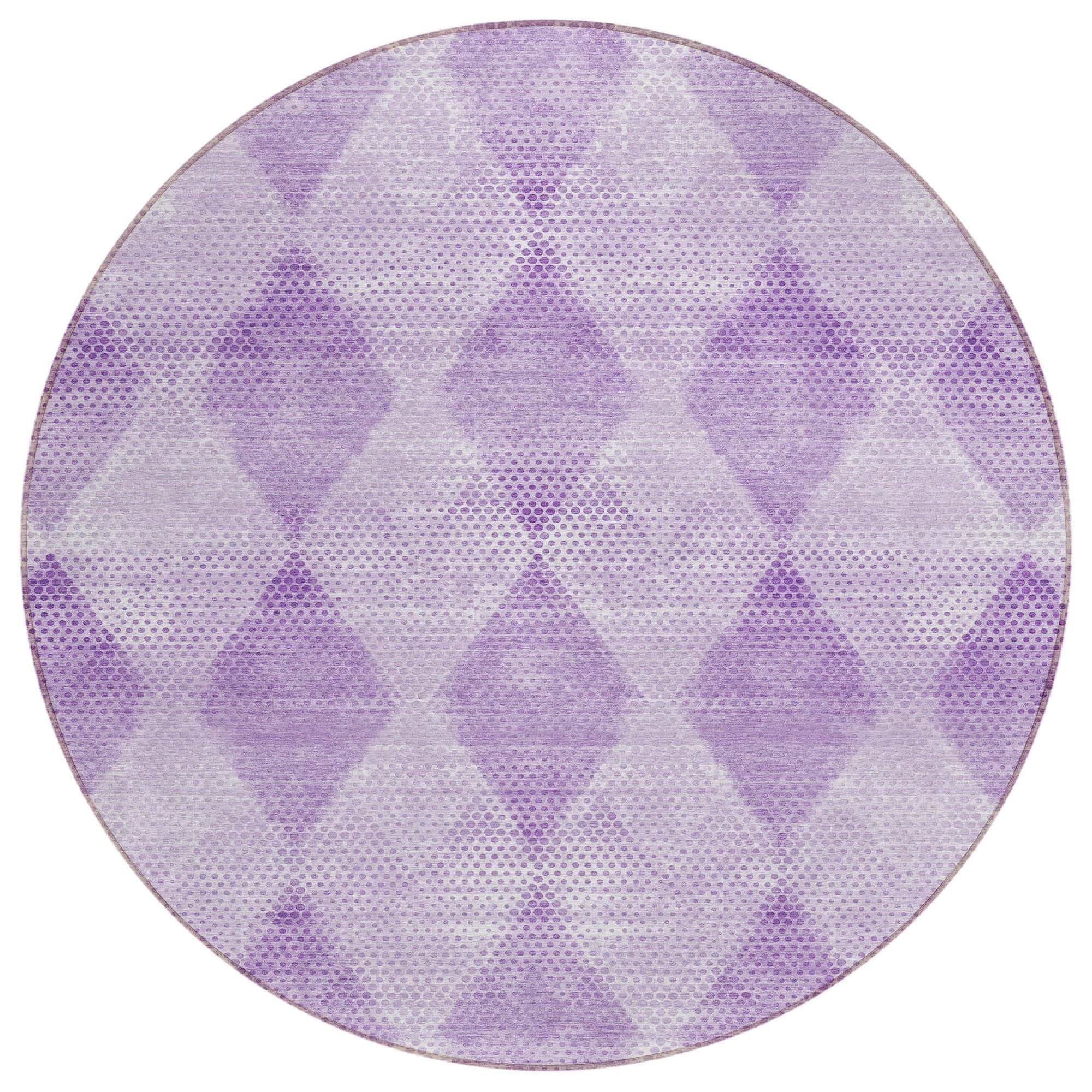 Machine Washable Lavender Purple Rug - Indoor / Outdoor - Kids / Pet Friendly Geometric Print Rug