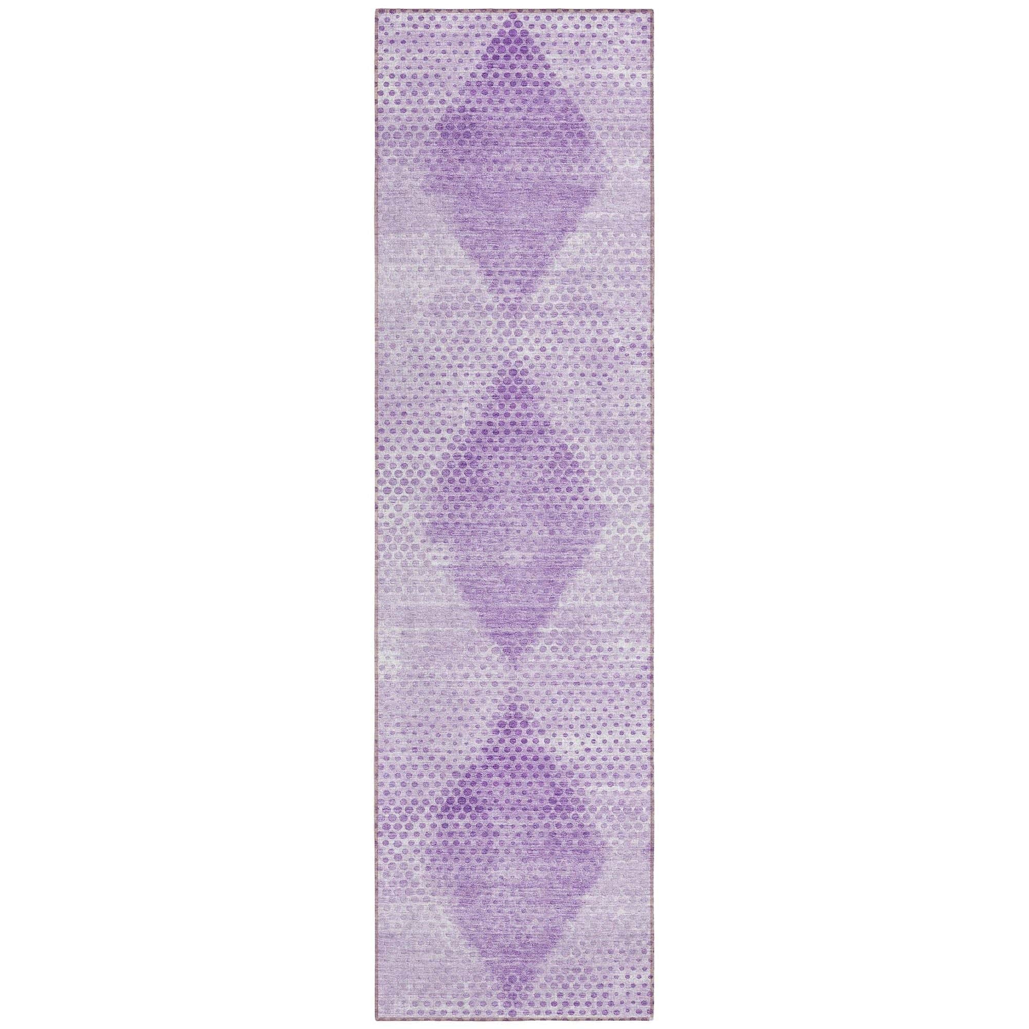 Machine Washable Lavender Purple Rug - Indoor / Outdoor - Kids / Pet Friendly Geometric Print Rug