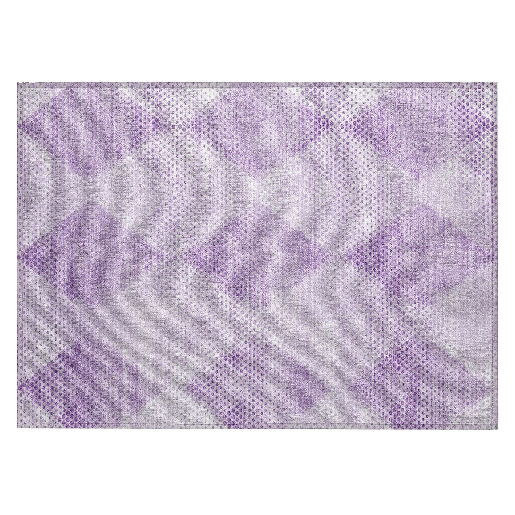 Machine Washable Lavender Purple Rug - Indoor / Outdoor - Kids / Pet Friendly Geometric Print Rug