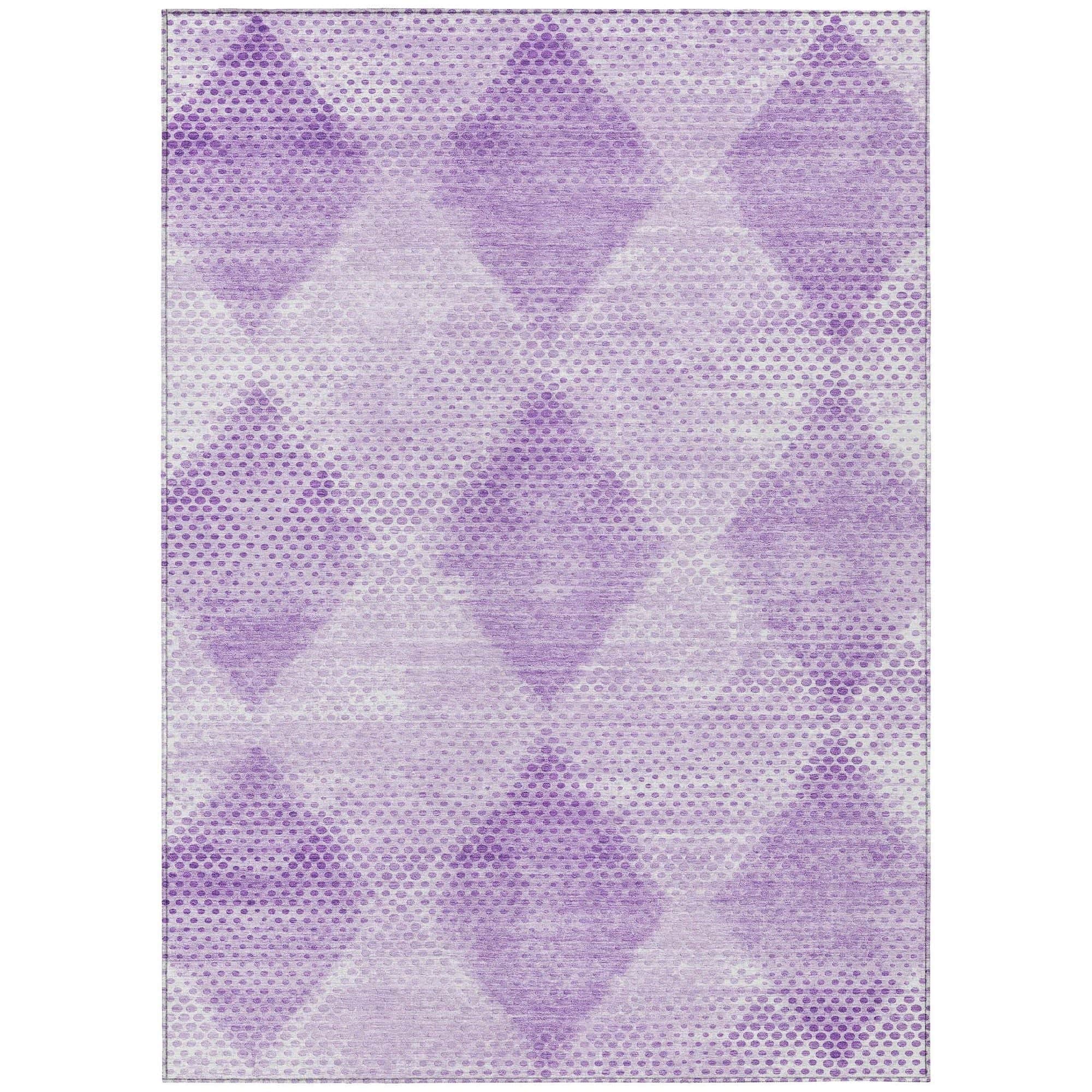 Machine Washable Lavender Purple Rug - Indoor / Outdoor - Kids / Pet Friendly Geometric Print Rug