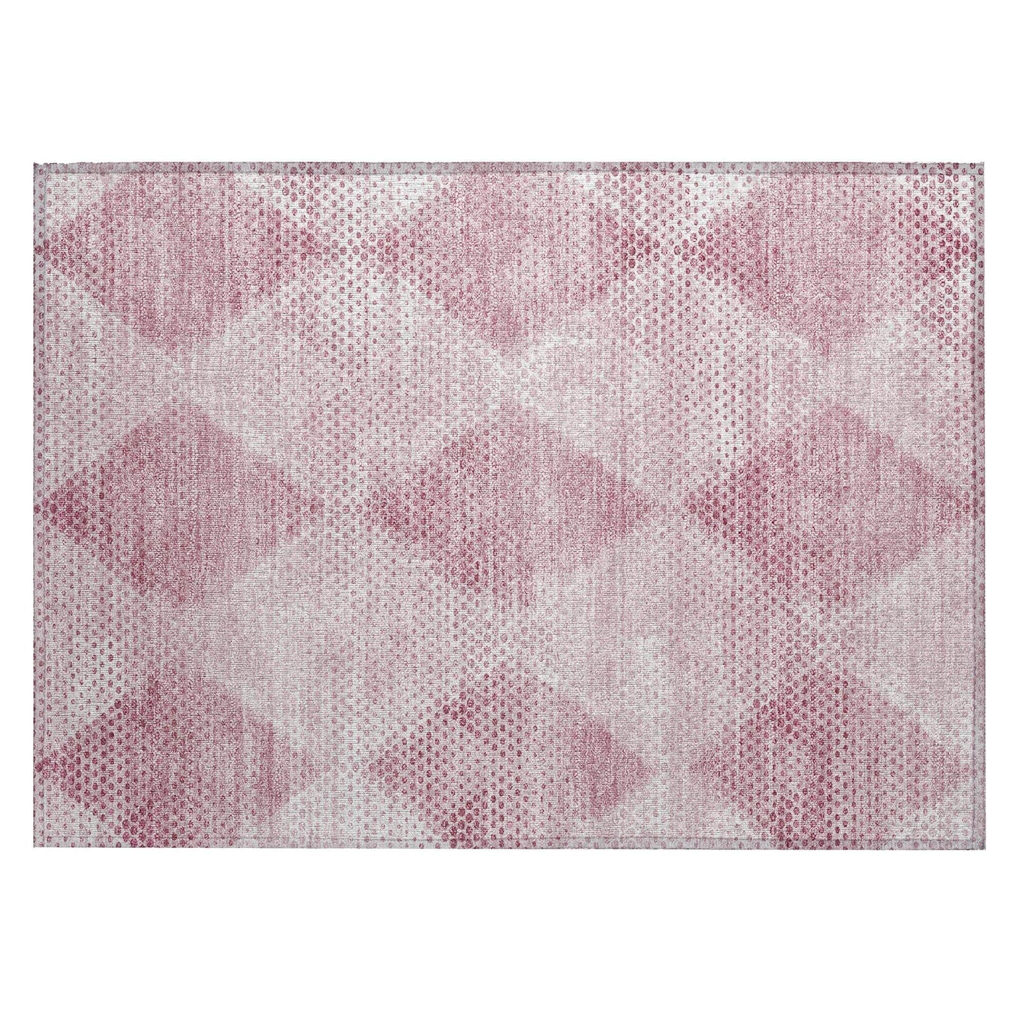 Machine Washable Merlot Red Rug - Indoor / Outdoor - Kids / Pet Friendly Geometric Print Rug