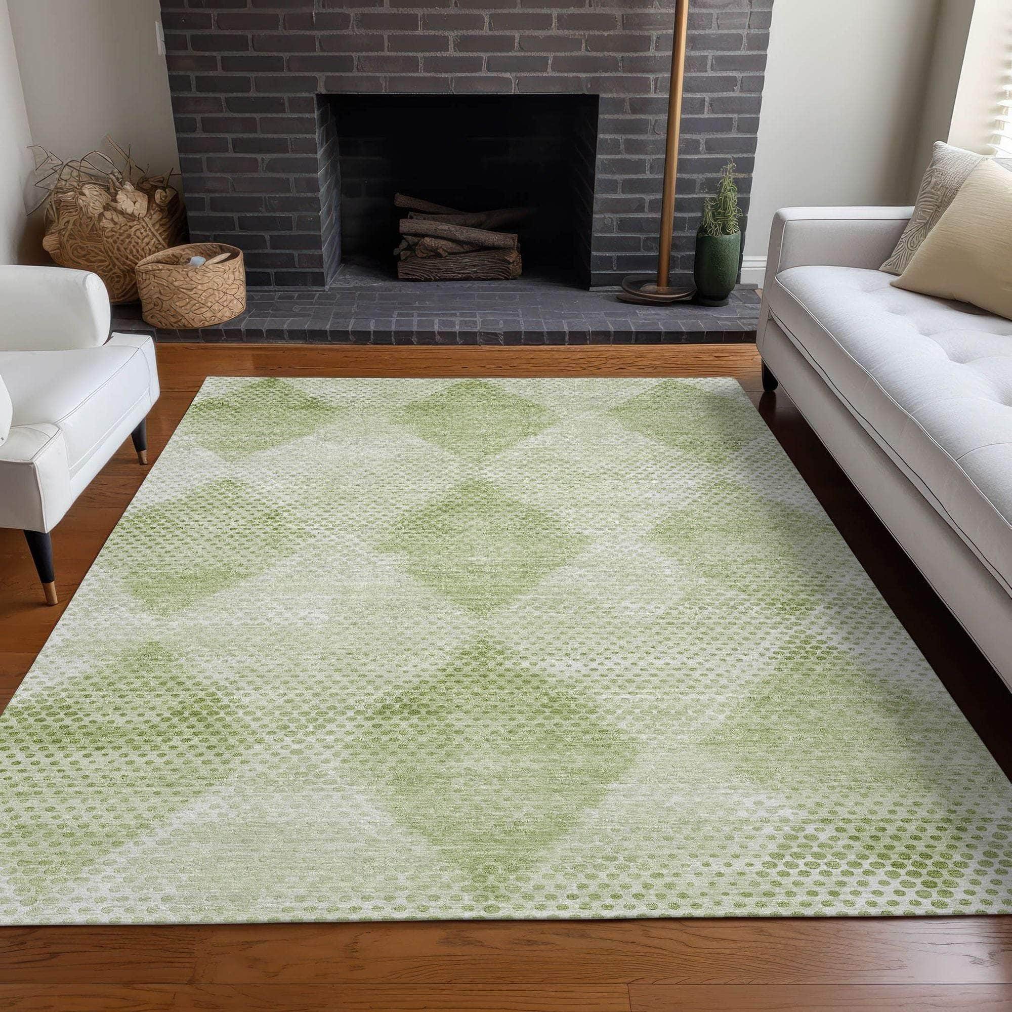 Machine Made ACN539 Mint Green Rugs