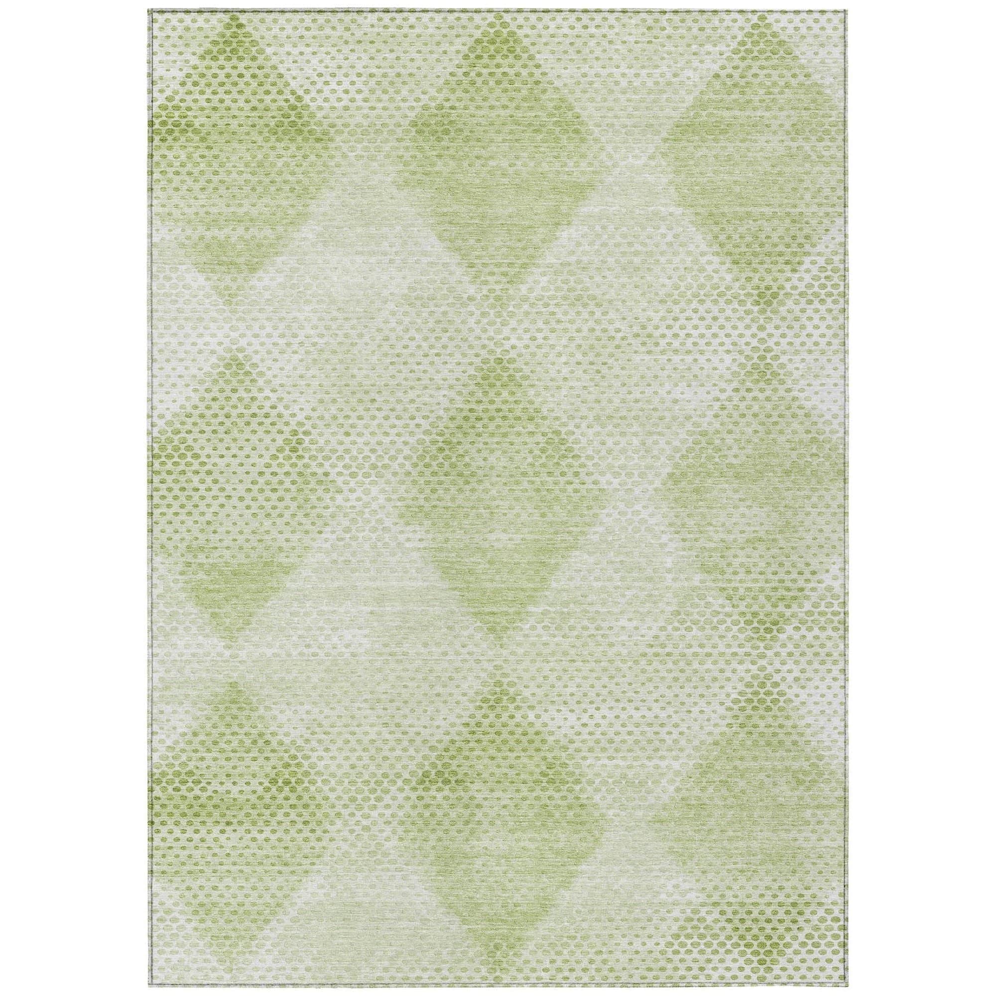 Machine Washable Mint Green Rug - Indoor / Outdoor - Kids / Pet Friendly Geometric Print Rug