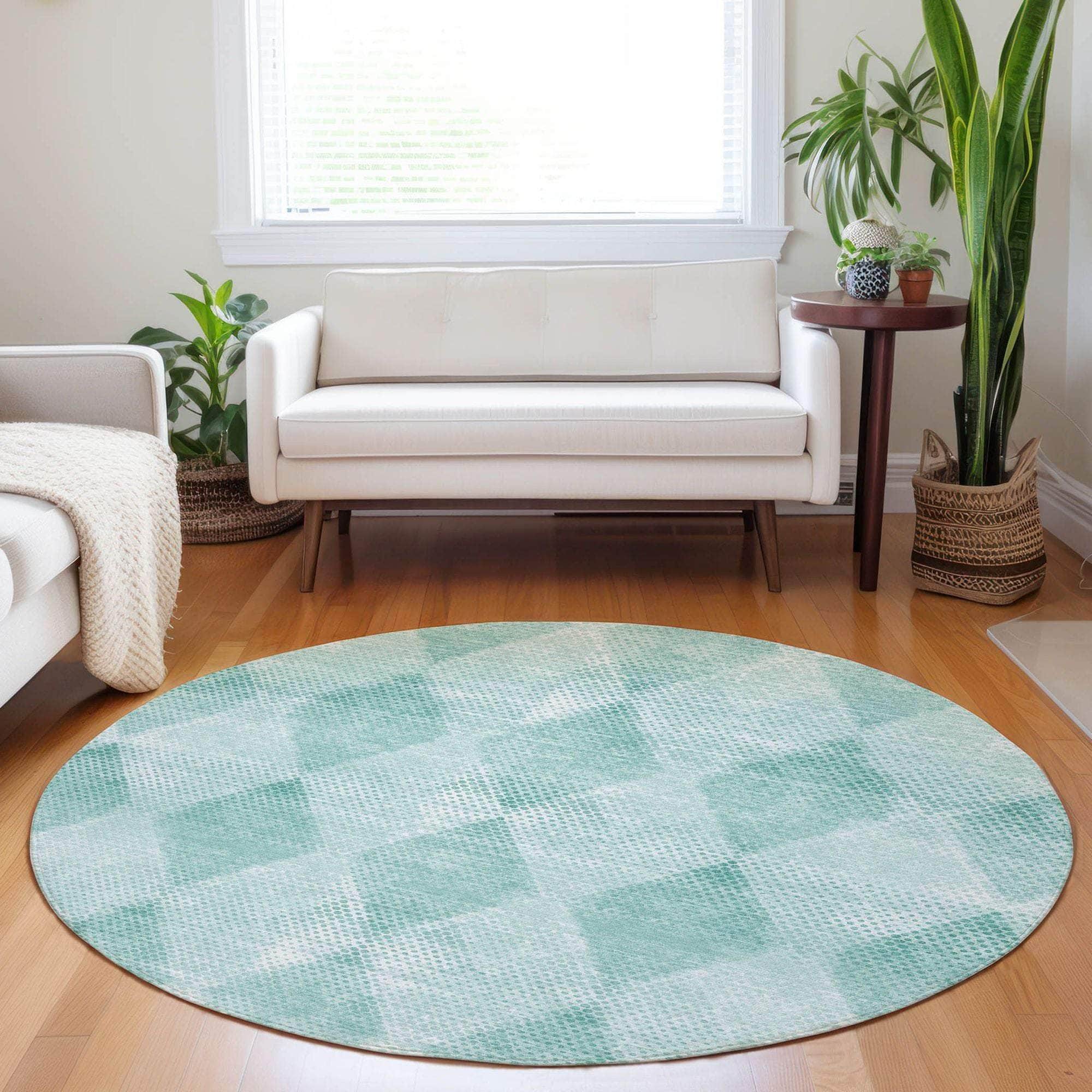 Machine Made ACN539 Teal Rugs