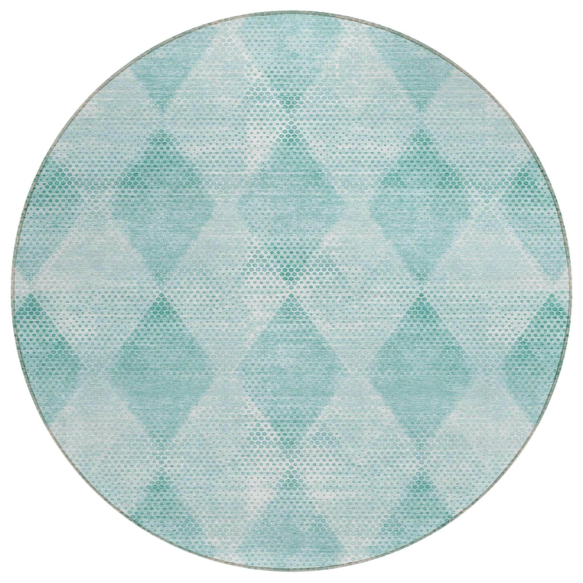 Machine Washable Teal Rug - Indoor / Outdoor - Kids / Pet Friendly Geometric Print Rug