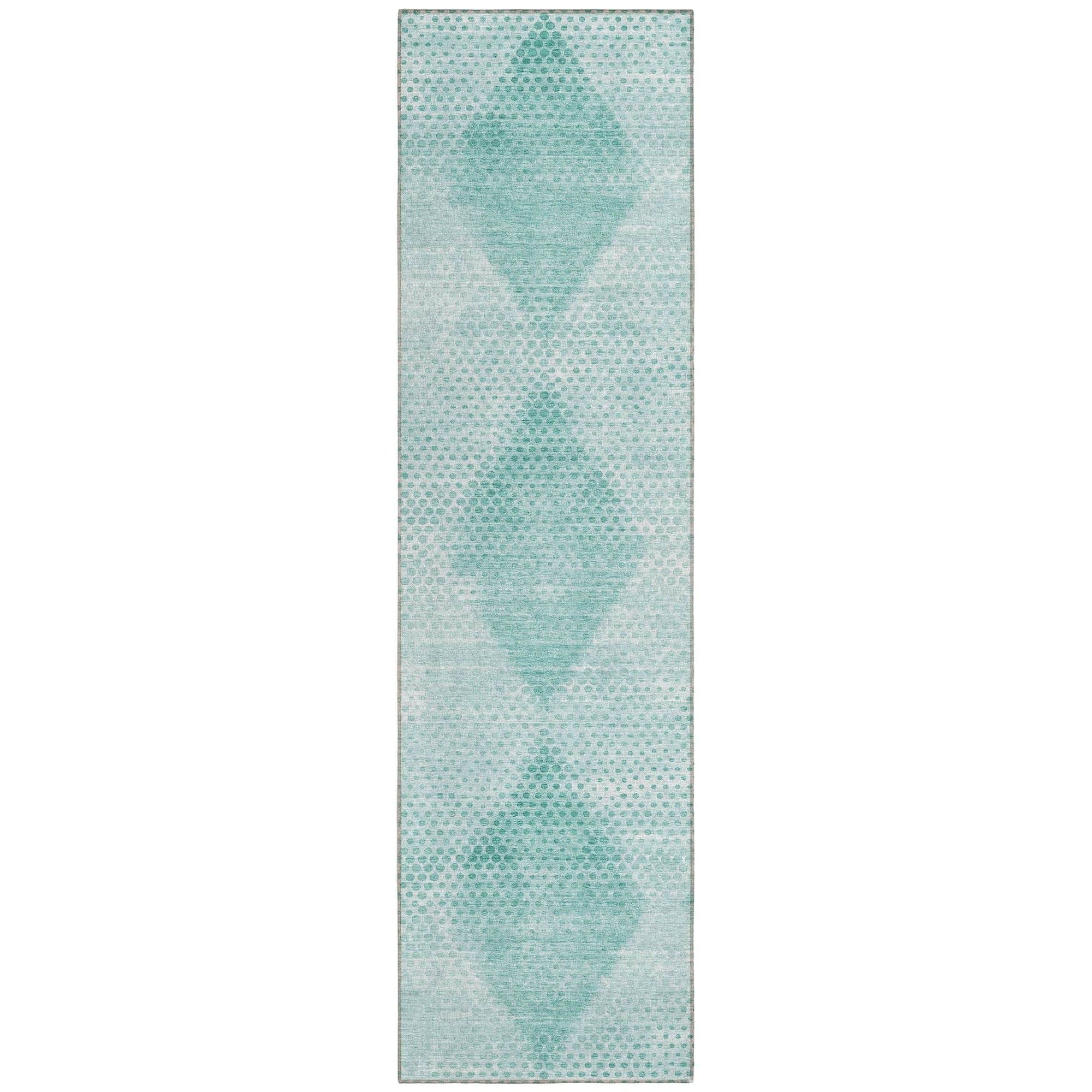 Machine Washable Teal Rug - Indoor / Outdoor - Kids / Pet Friendly Geometric Print Rug