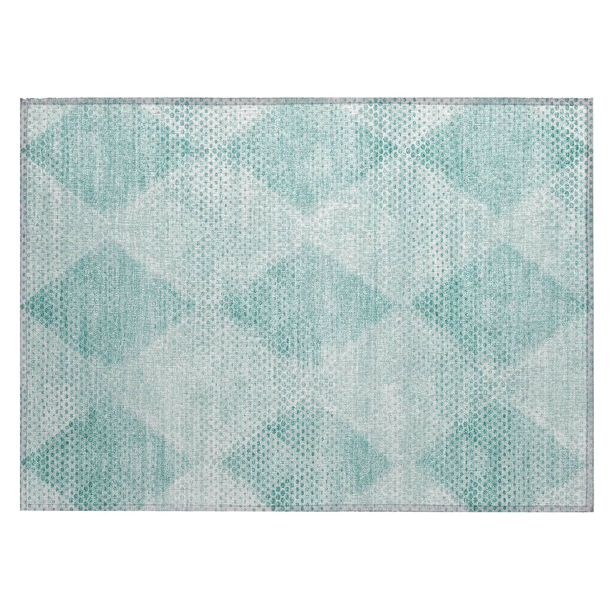 Machine Washable Teal Rug - Indoor / Outdoor - Kids / Pet Friendly Geometric Print Rug