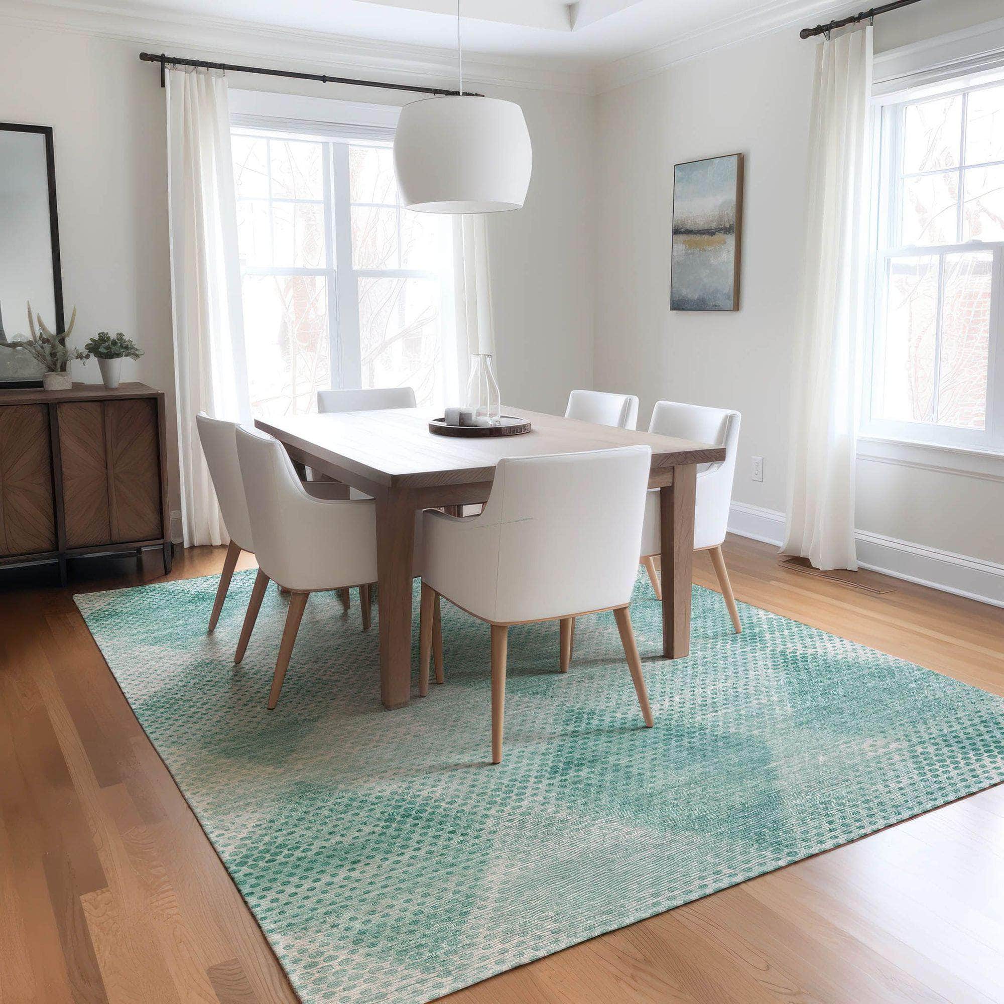 Machine Made ACN539 Teal Rugs