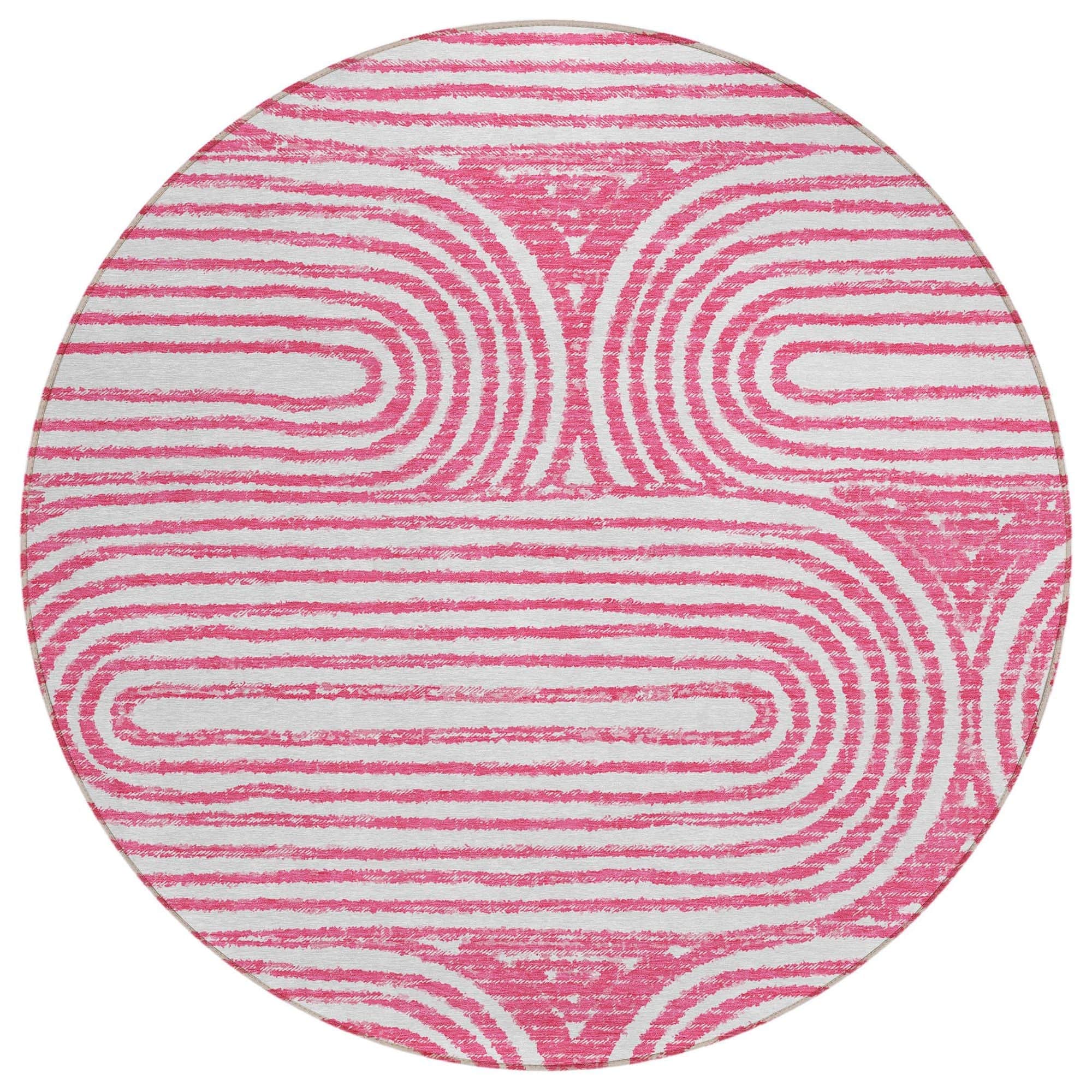 Machine Washable Blush Pink Rug - Indoor / Outdoor - Kids / Pet Friendly Art Deco Print Rug