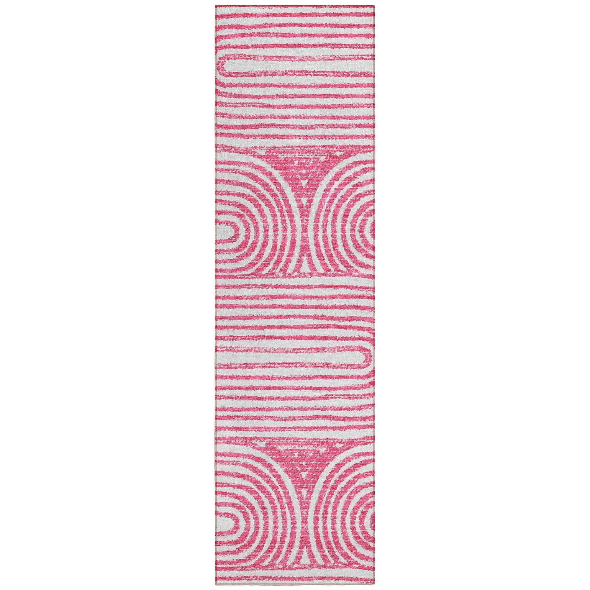 Machine Washable Blush Pink Rug - Indoor / Outdoor - Kids / Pet Friendly Art Deco Print Rug