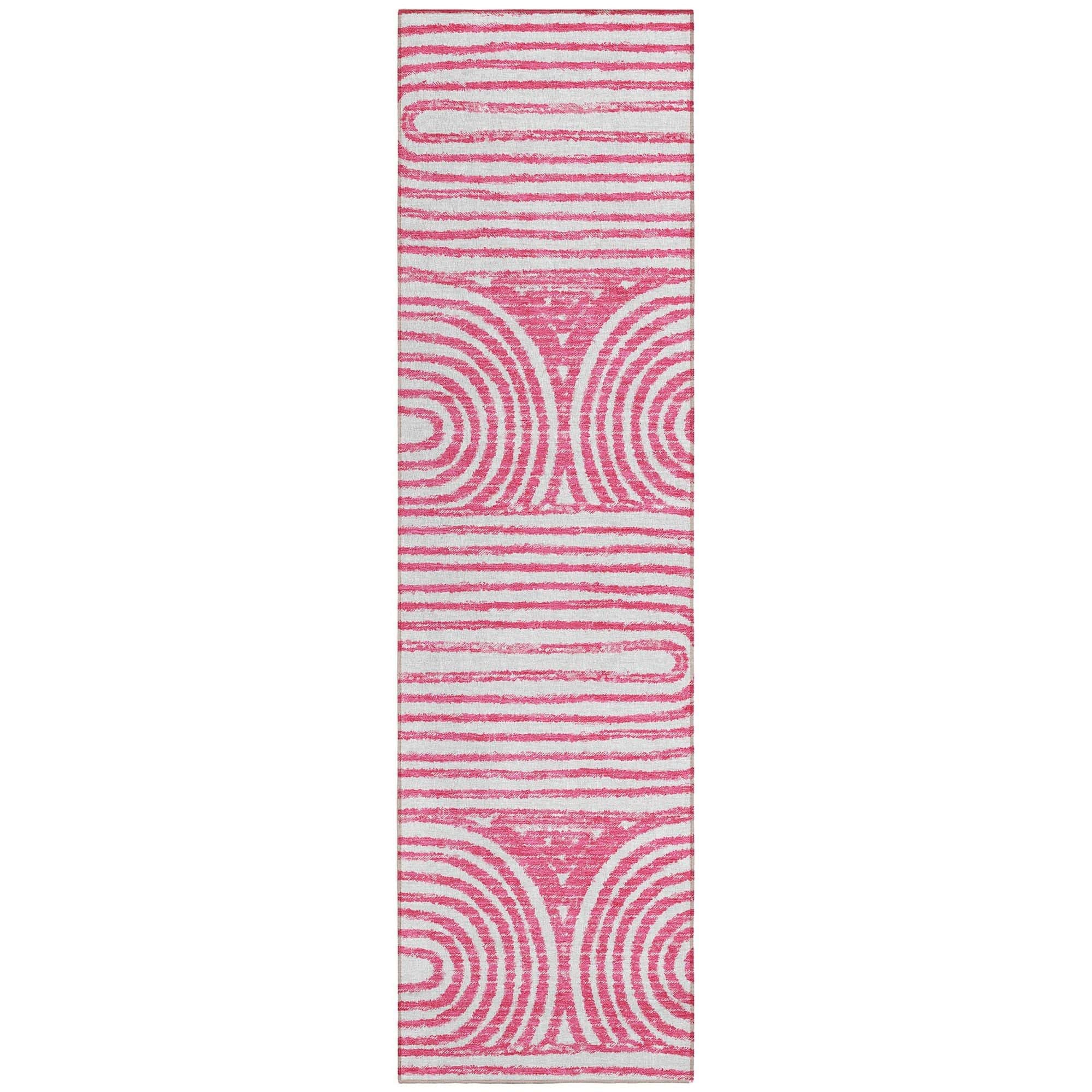 Machine Washable Blush Pink Rug - Indoor / Outdoor - Kids / Pet Friendly Art Deco Print Rug