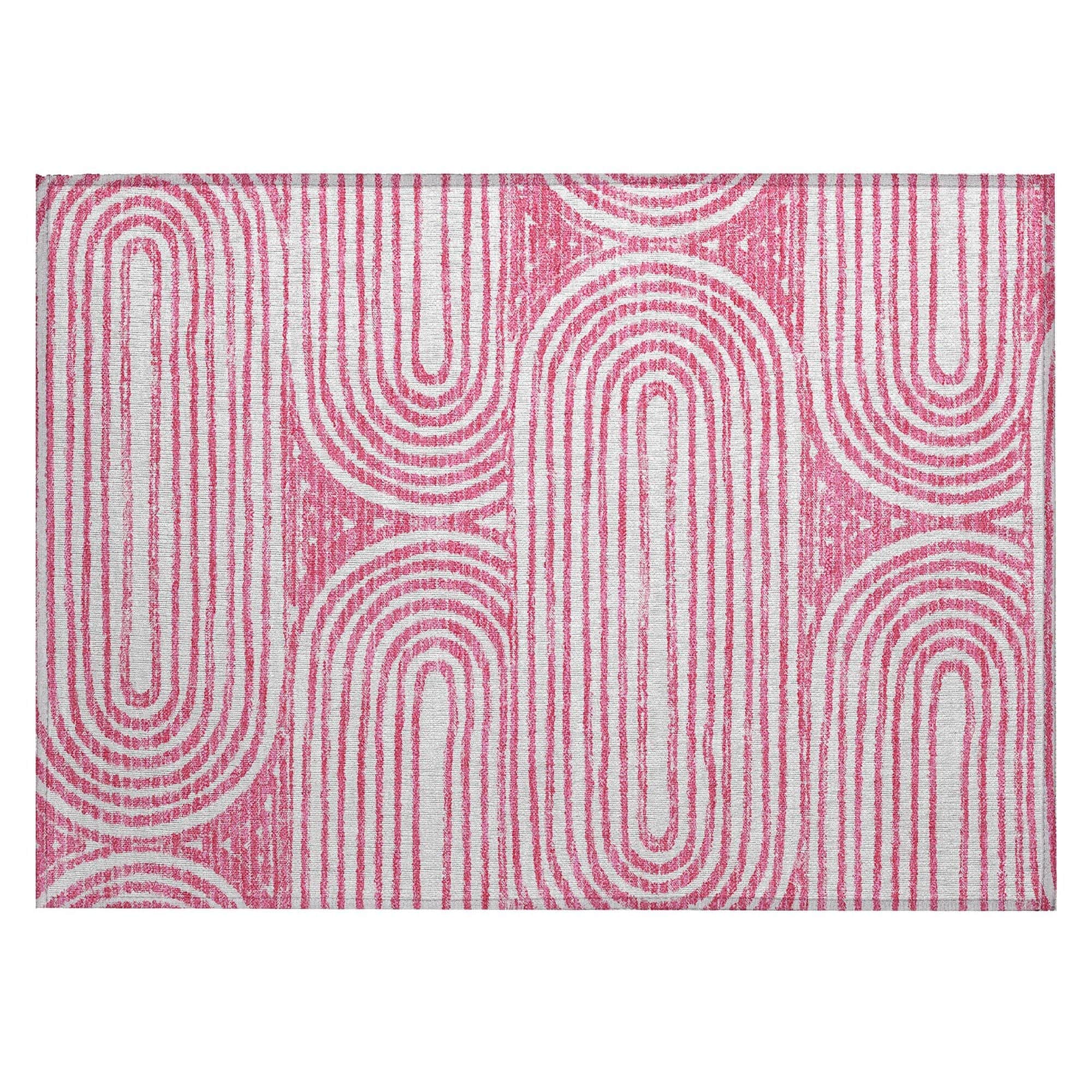 Machine Washable Blush Pink Rug - Indoor / Outdoor - Kids / Pet Friendly Art Deco Print Rug