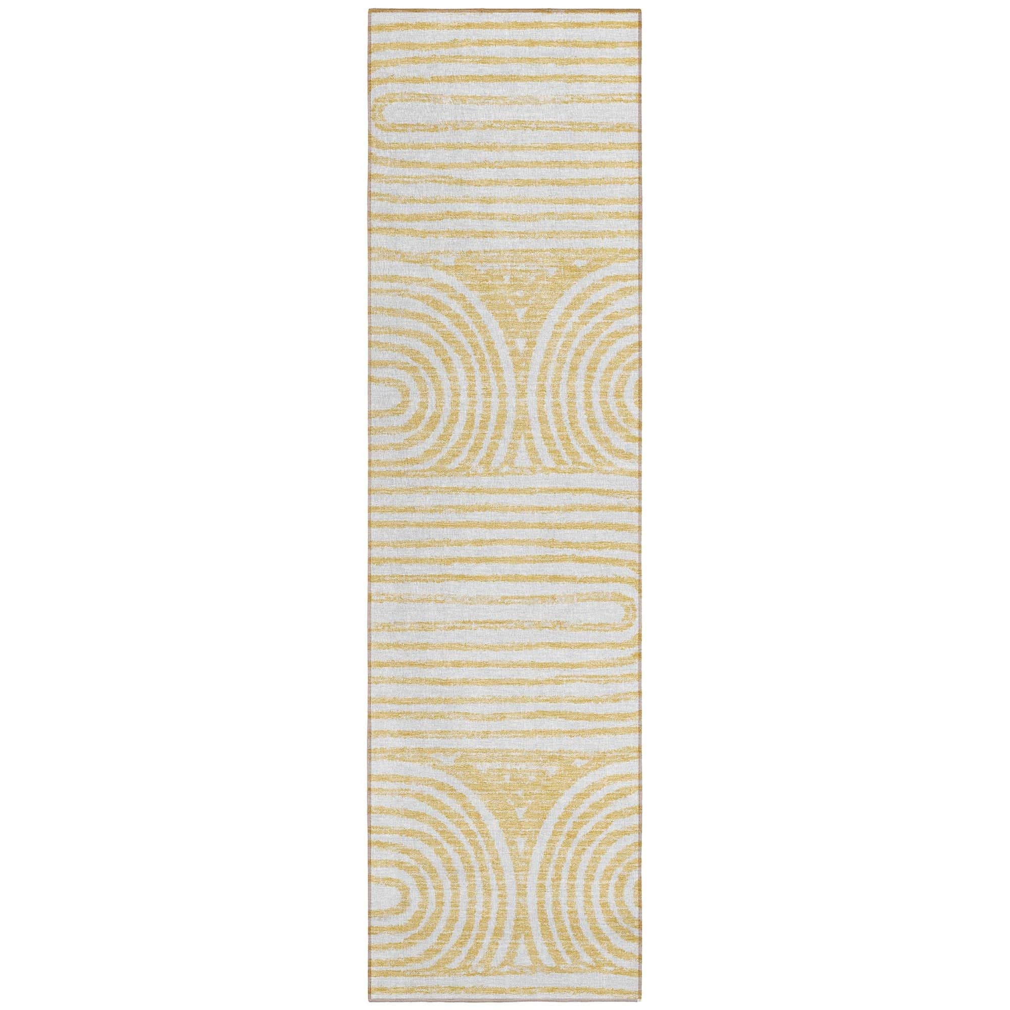 Machine Washable Gold Rug - Indoor / Outdoor - Kids / Pet Friendly Art Deco Print Rug