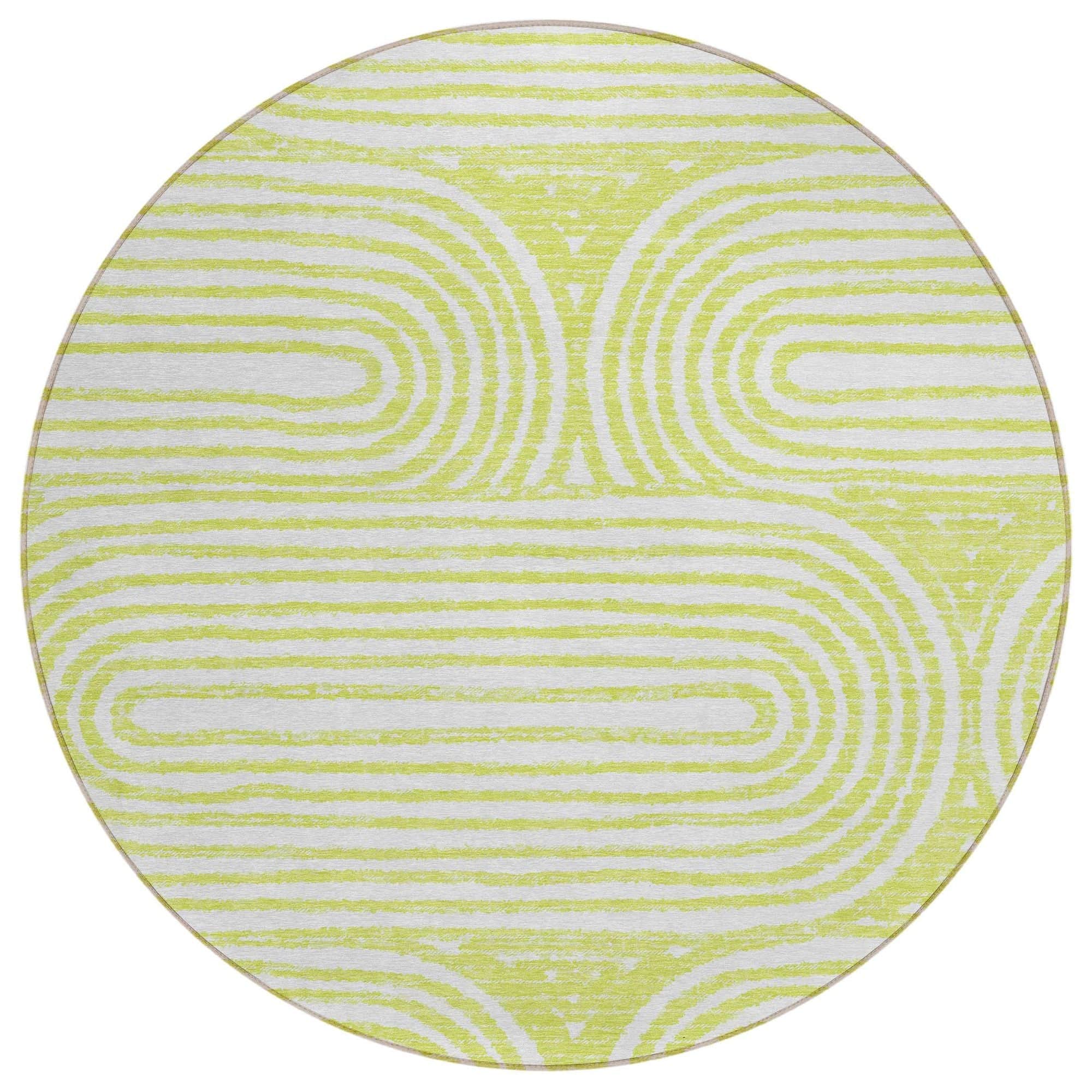 Machine Washable Green Rug - Indoor / Outdoor - Kids / Pet Friendly Art Deco Print Rug