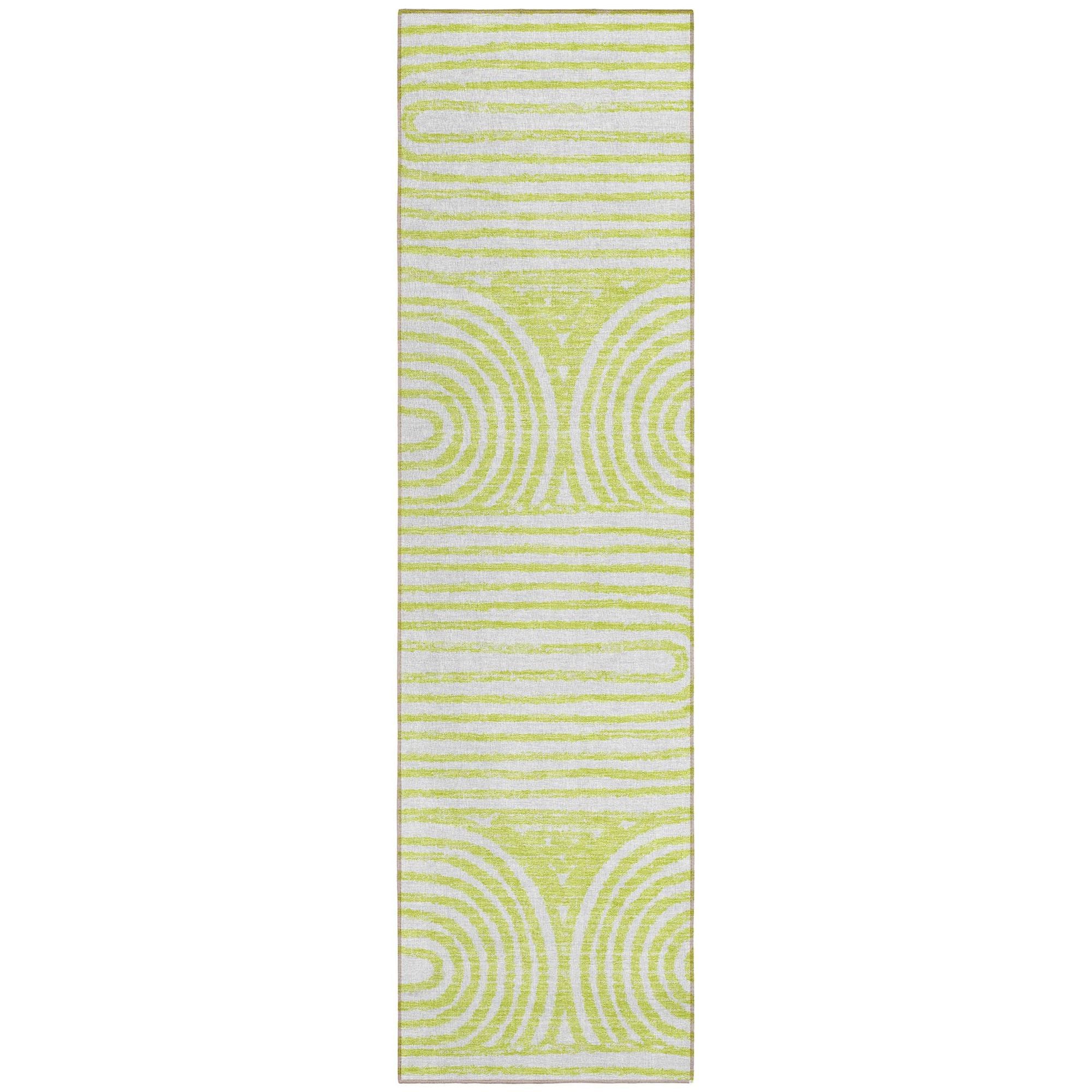 Machine Washable Green Rug - Indoor / Outdoor - Kids / Pet Friendly Art Deco Print Rug
