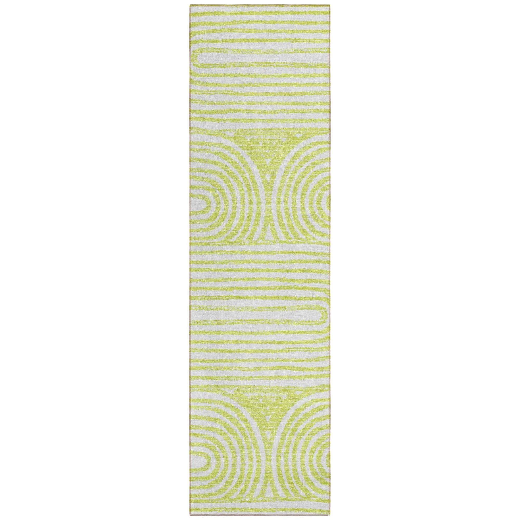 Machine Washable Green Rug - Indoor / Outdoor - Kids / Pet Friendly Art Deco Print Rug