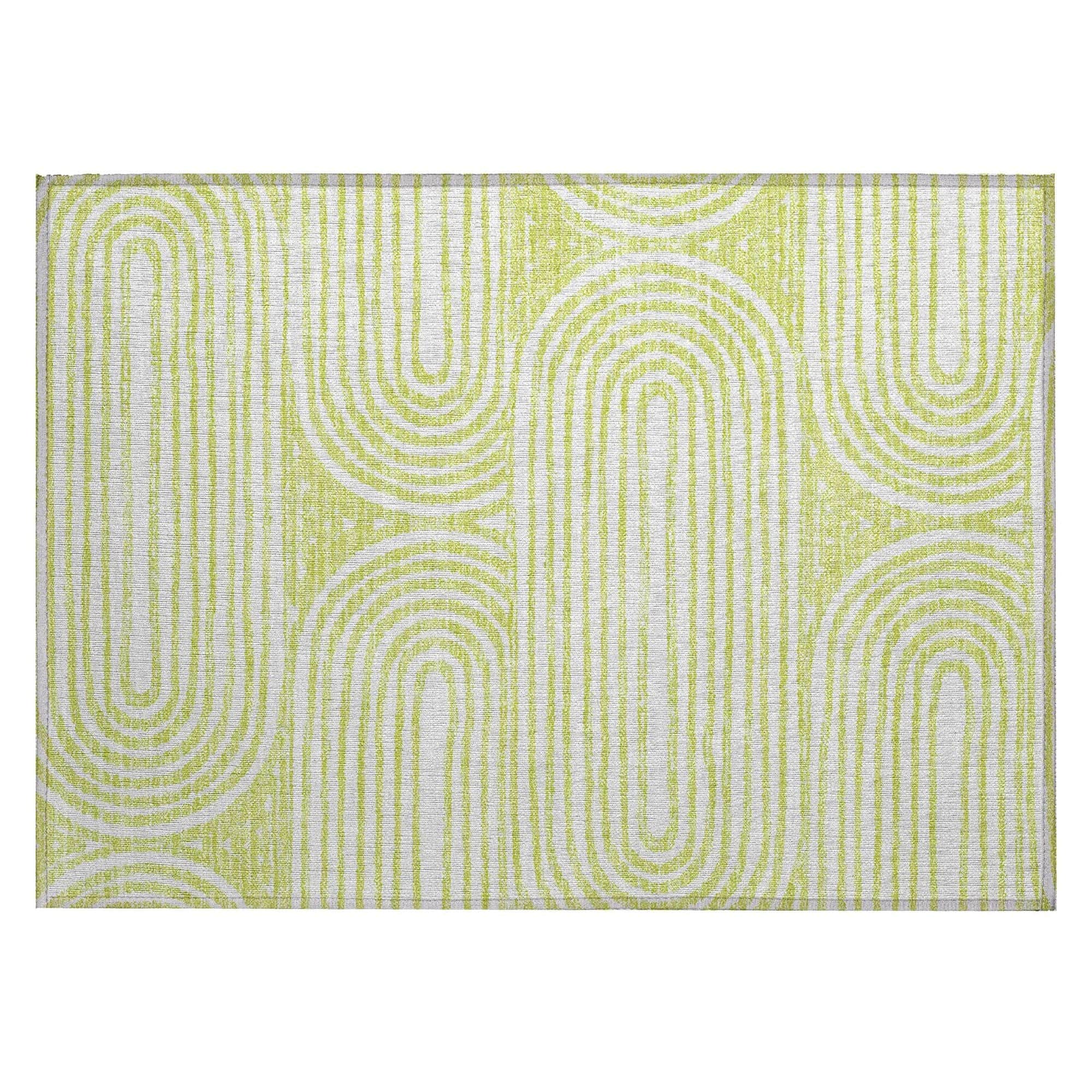 Machine Washable Green Rug - Indoor / Outdoor - Kids / Pet Friendly Art Deco Print Rug