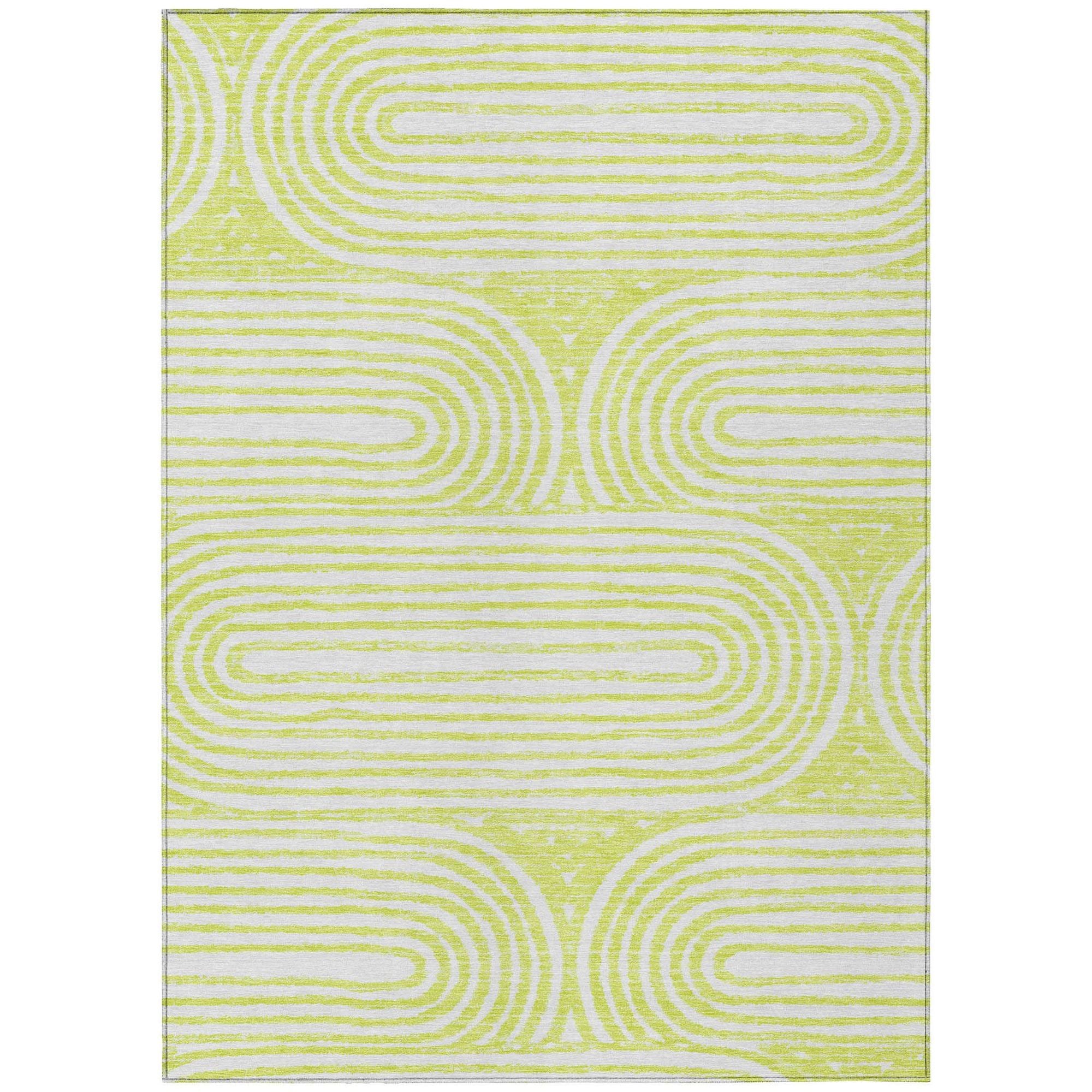 Machine Washable Green Rug - Indoor / Outdoor - Kids / Pet Friendly Art Deco Print Rug