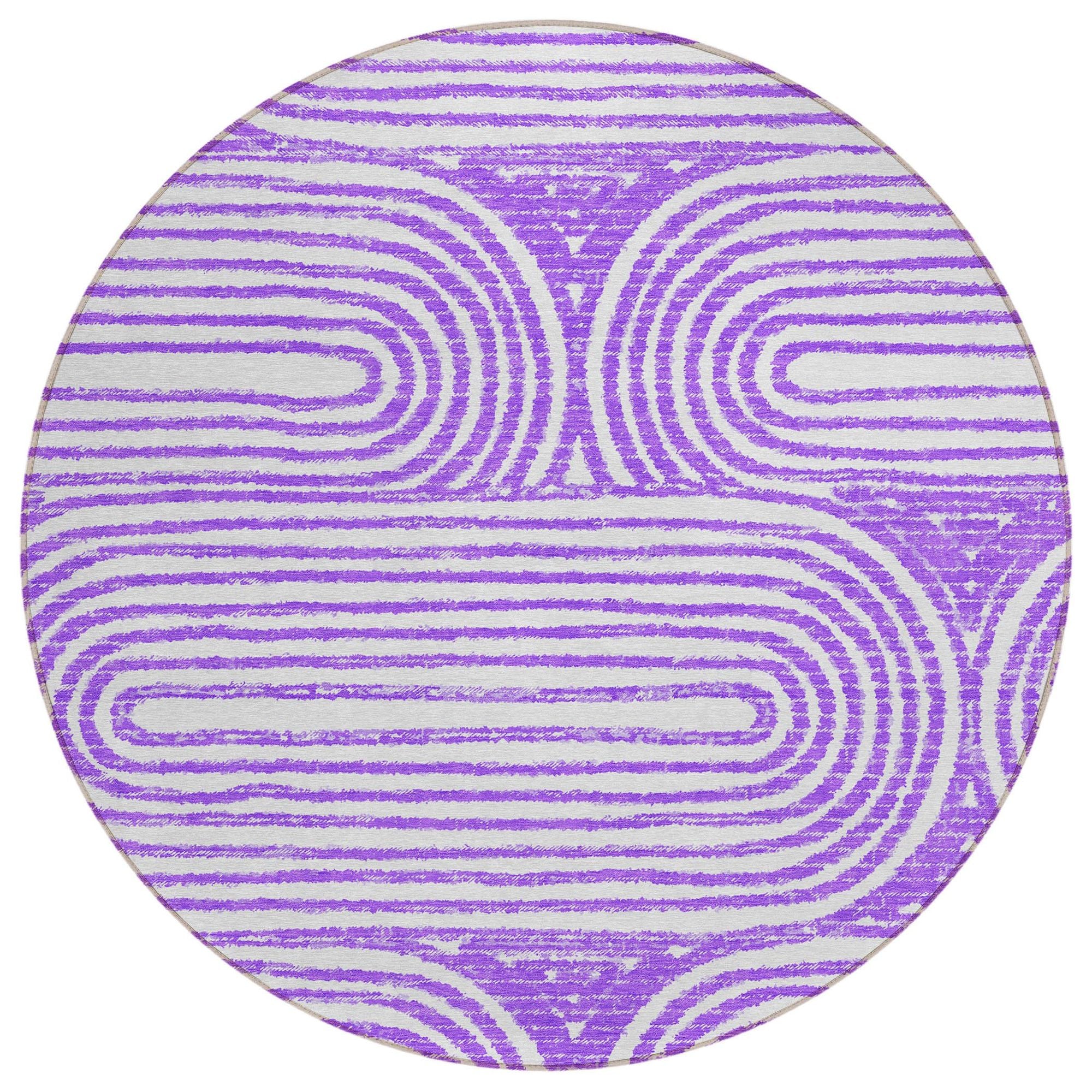 Machine Washable Purple Rug - Indoor / Outdoor - Kids / Pet Friendly Art Deco Print Rug
