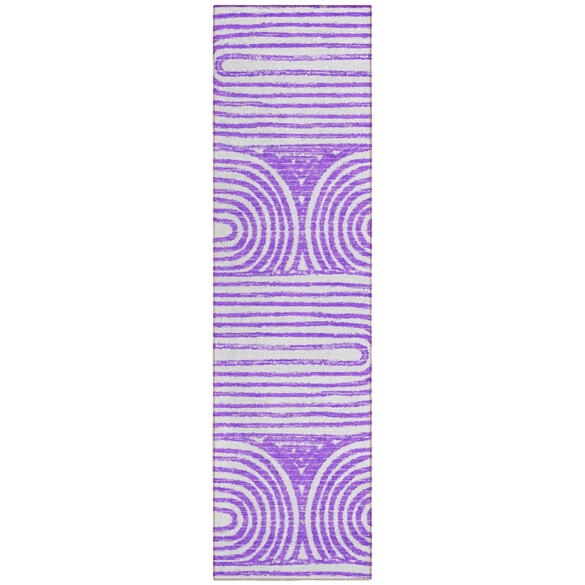 Machine Washable Purple Rug - Indoor / Outdoor - Kids / Pet Friendly Art Deco Print Rug
