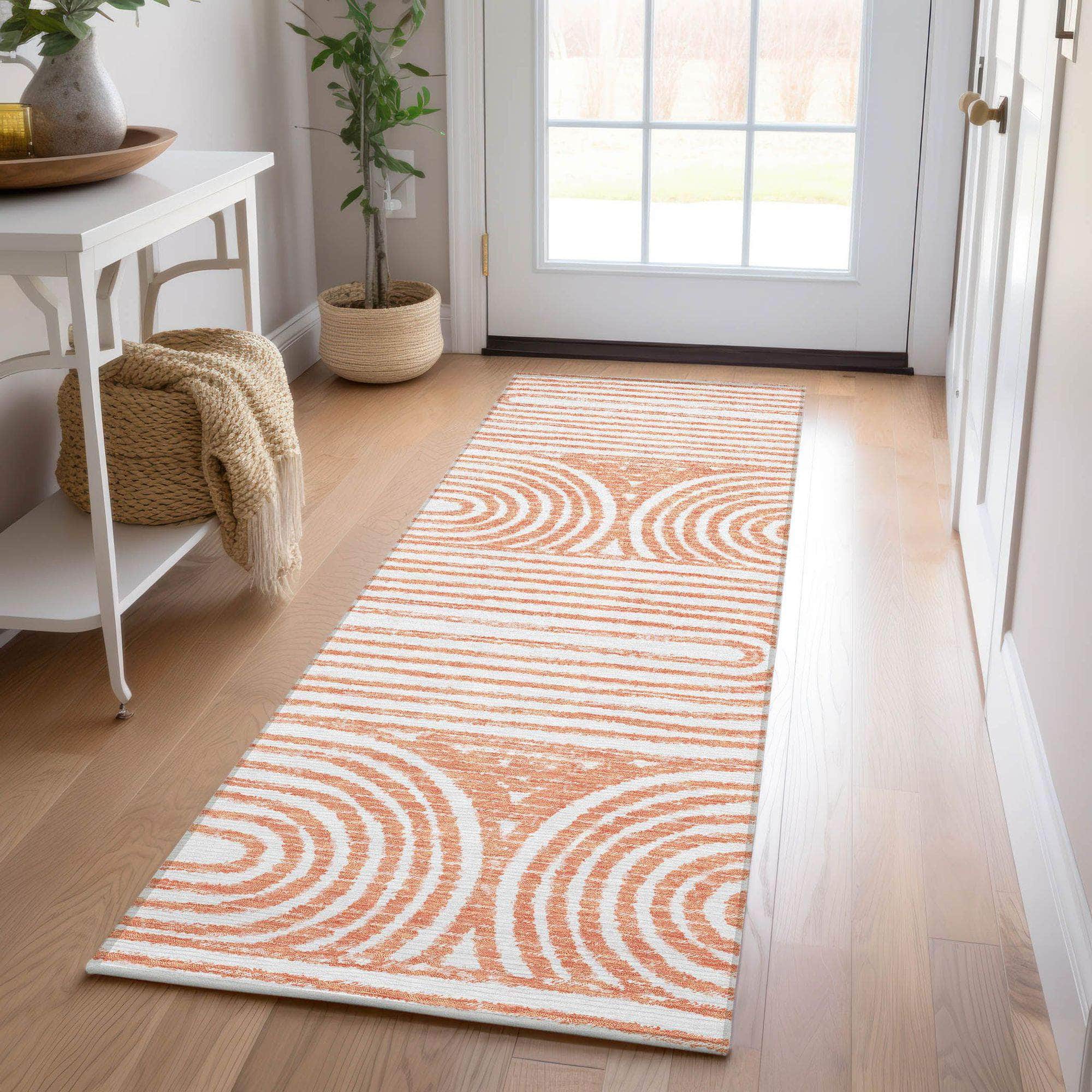 Machine Made ACN540 Salmon Orange Rugs