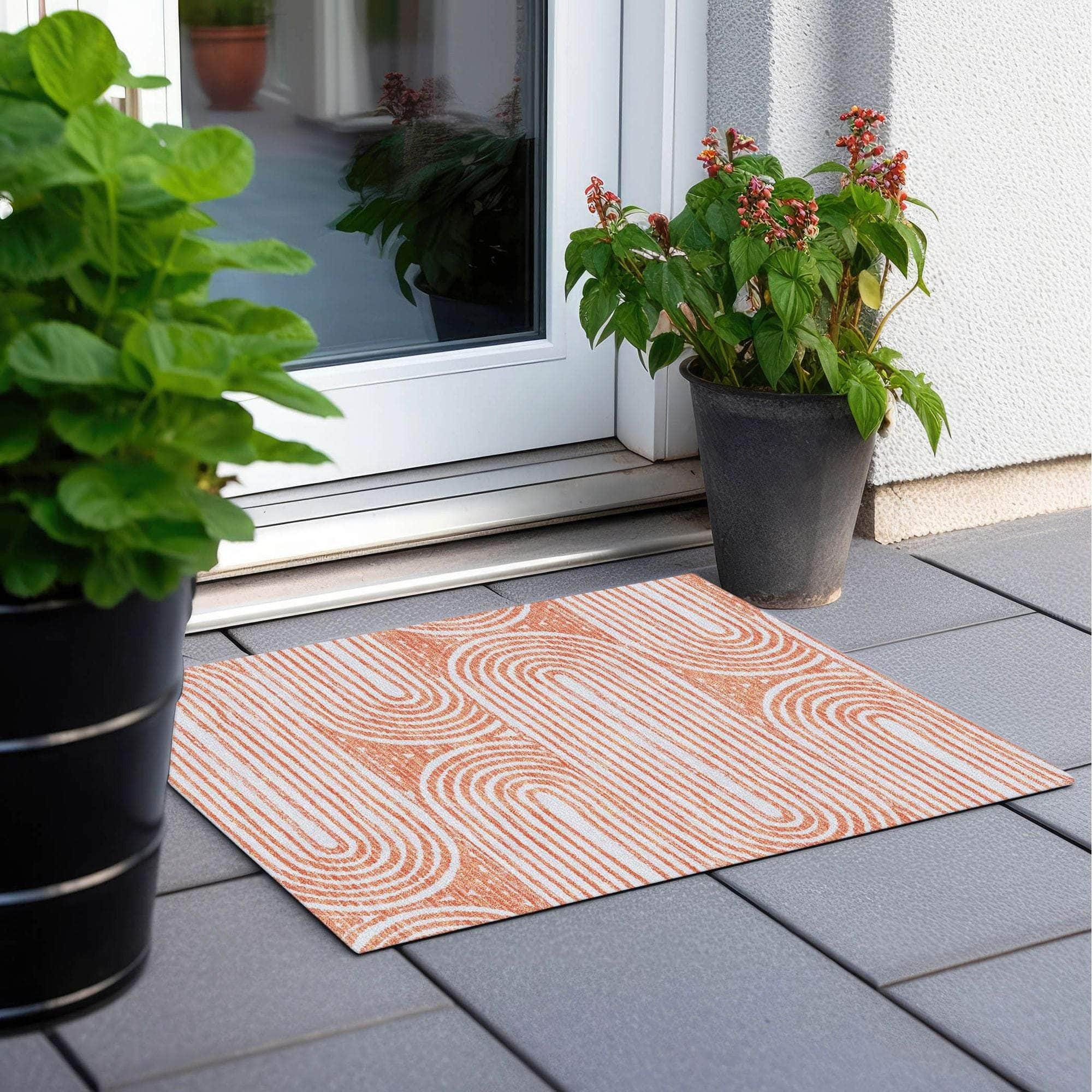 Machine Made ACN540 Salmon Orange Rugs