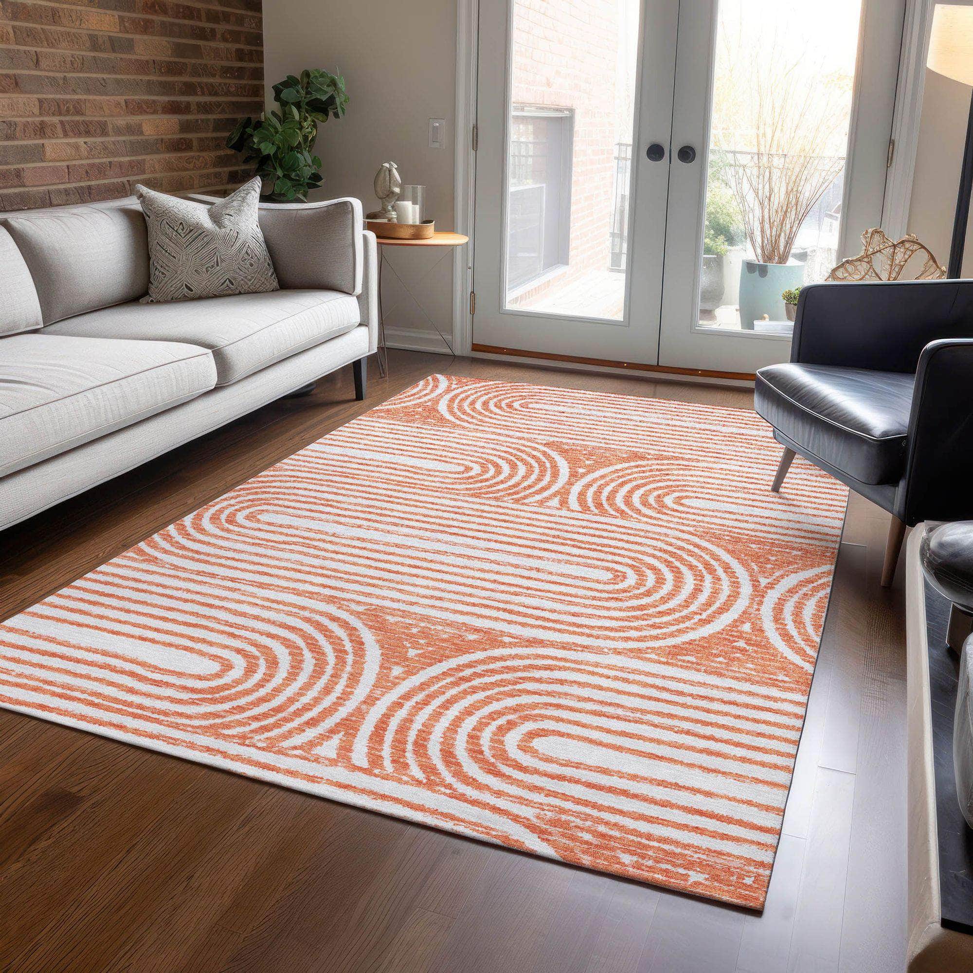 Machine Made ACN540 Salmon Orange Rugs
