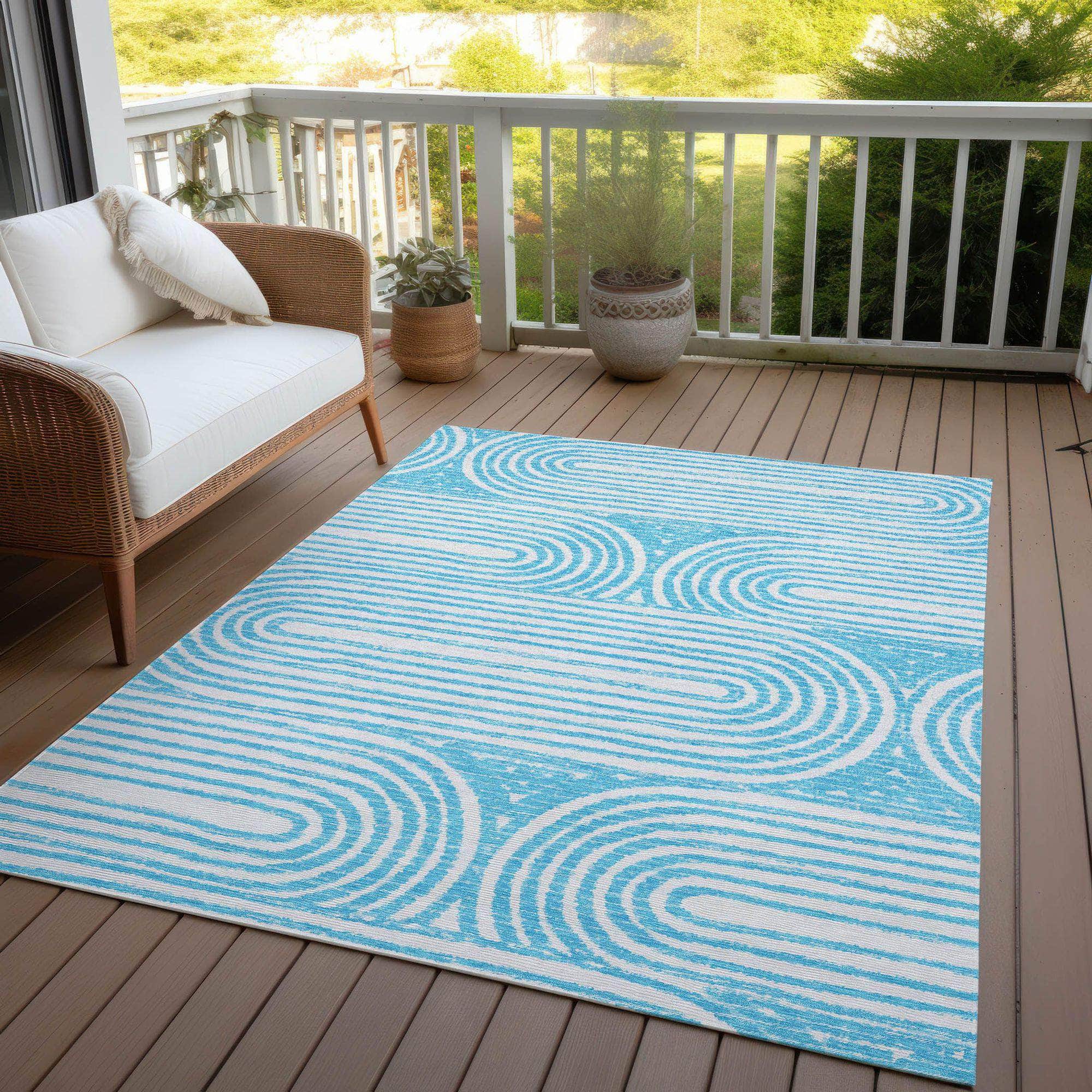 Machine Made ACN540 Teal Rugs