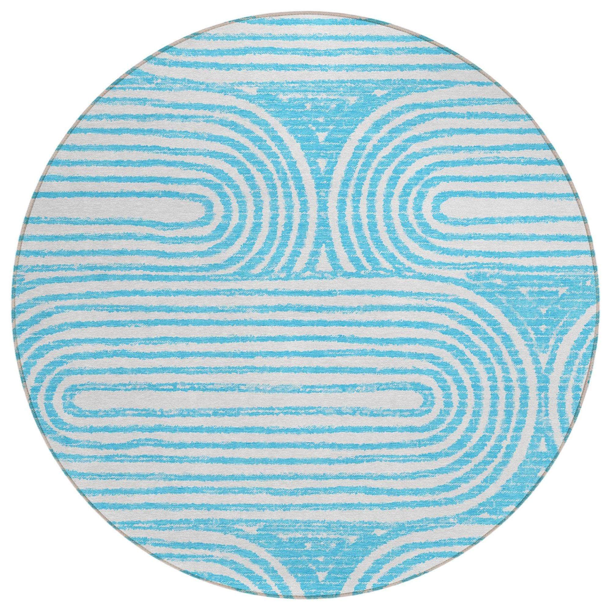 Machine Washable Teal Rug - Indoor / Outdoor - Kids / Pet Friendly Art Deco Print Rug