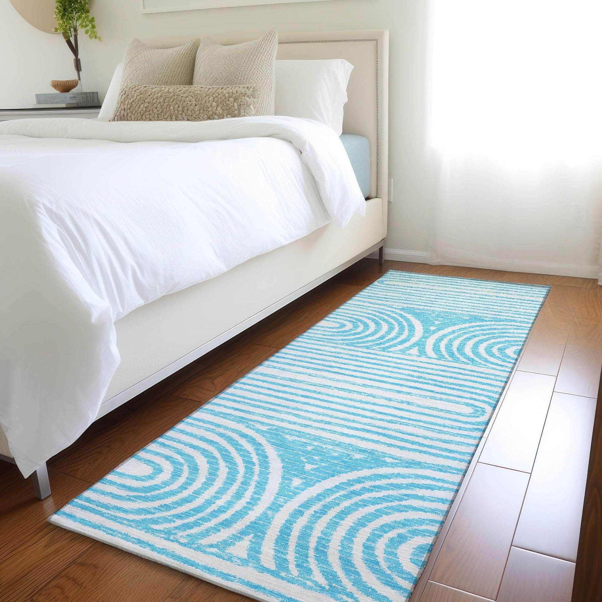 Machine Made ACN540 Teal Rugs