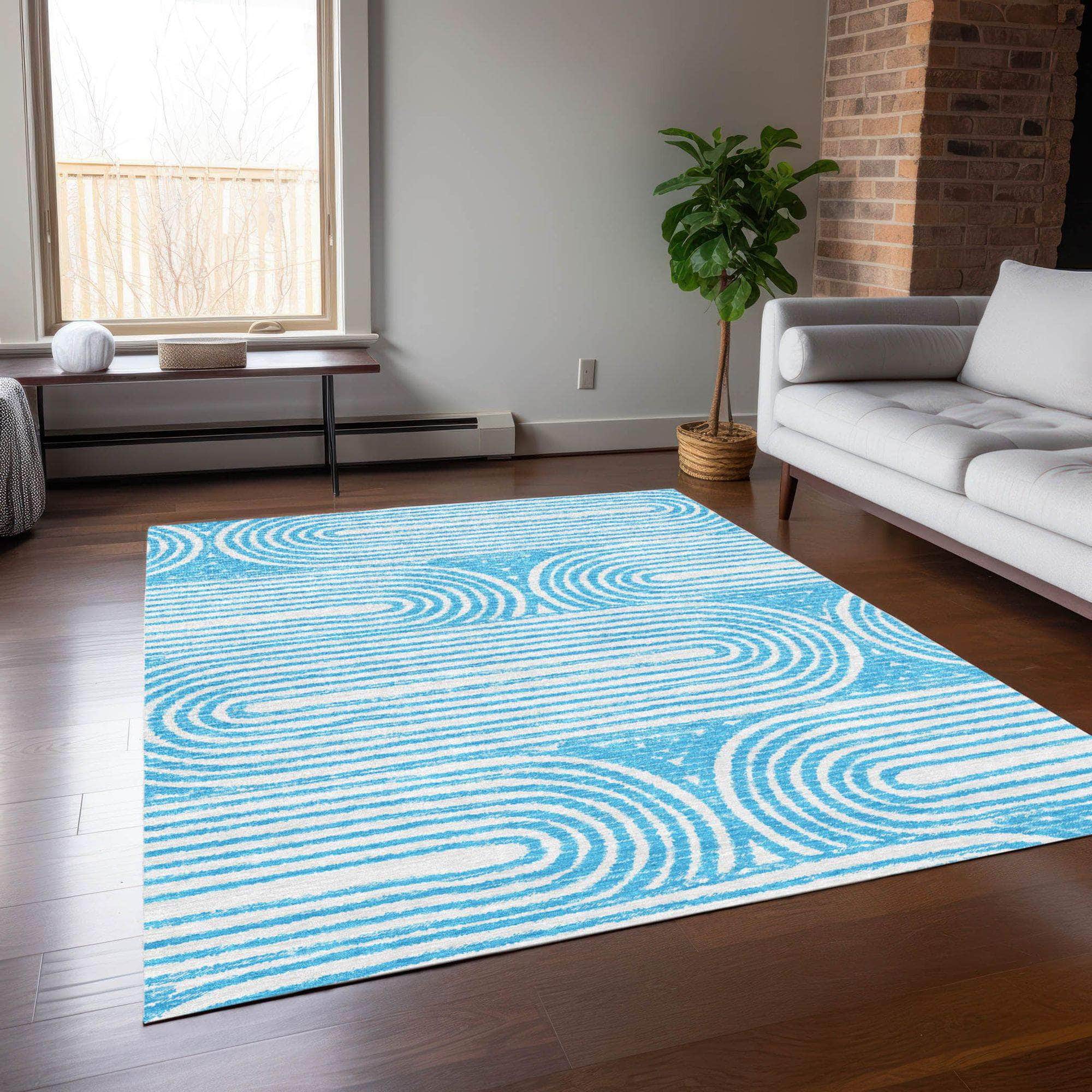 Machine Made ACN540 Teal Rugs