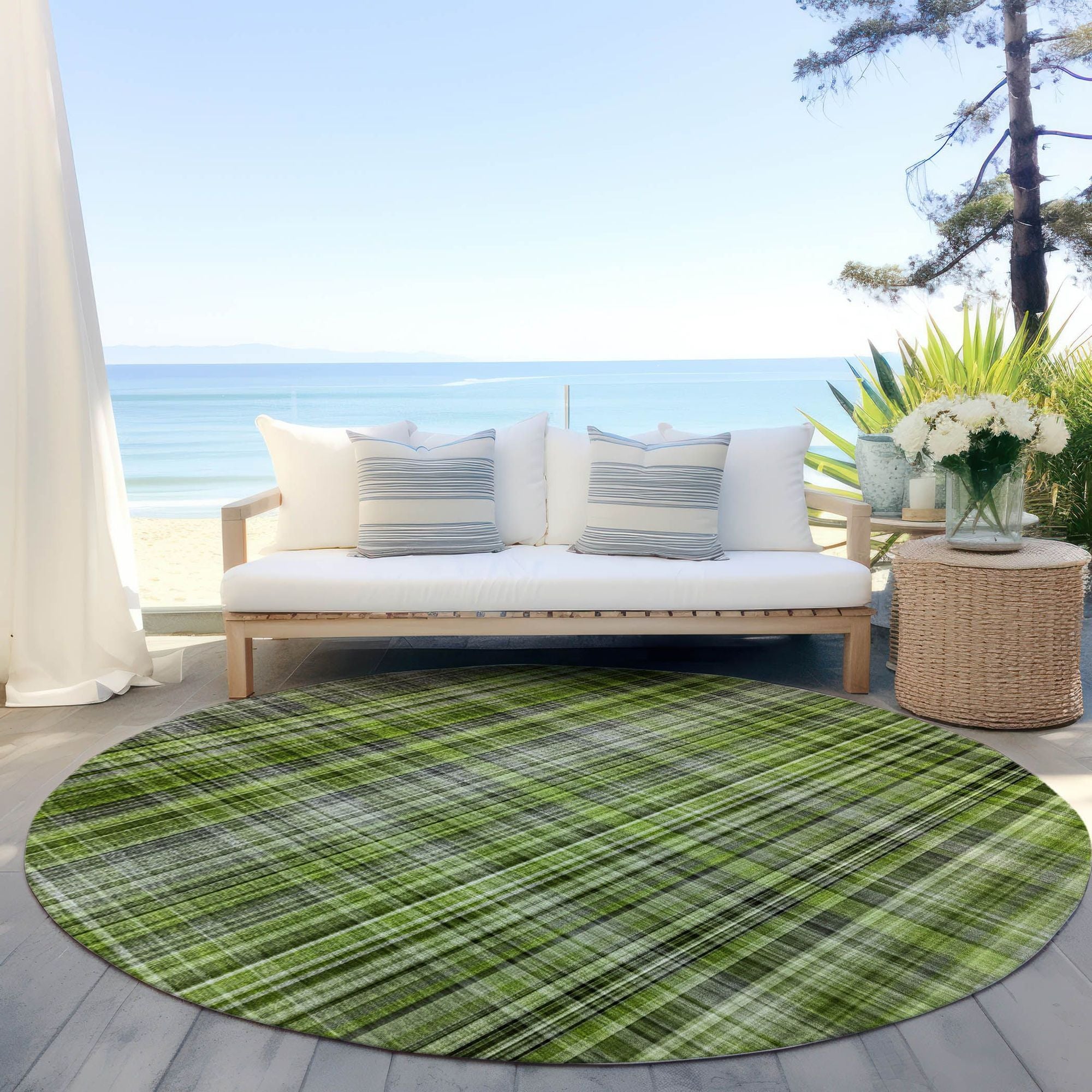 Machine Made ACN541 Green Rugs