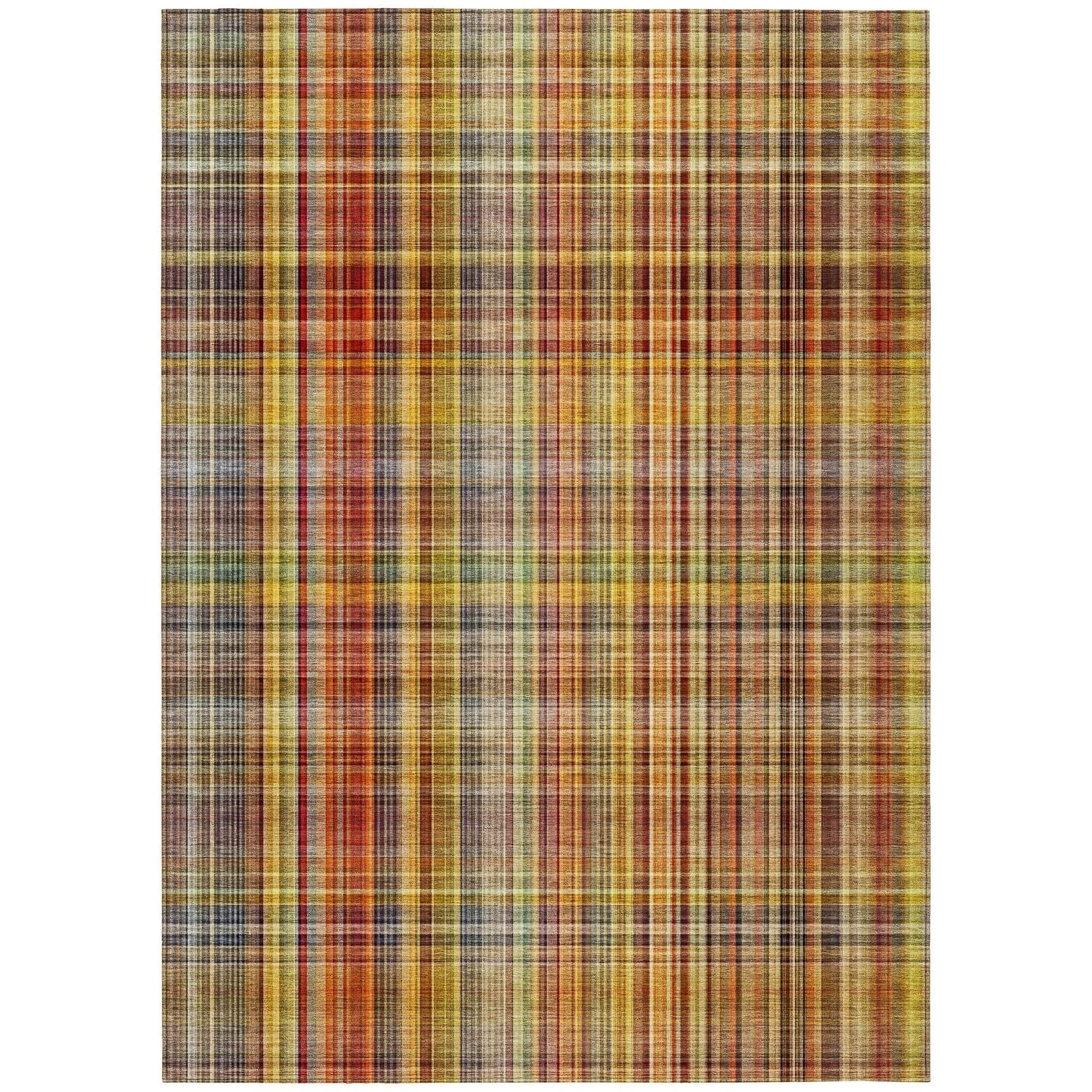 AP Home Sigulda Paprika Orange Rug - Indoor / Outdoor - Kids / Pet Friendly Plaid Print Rug