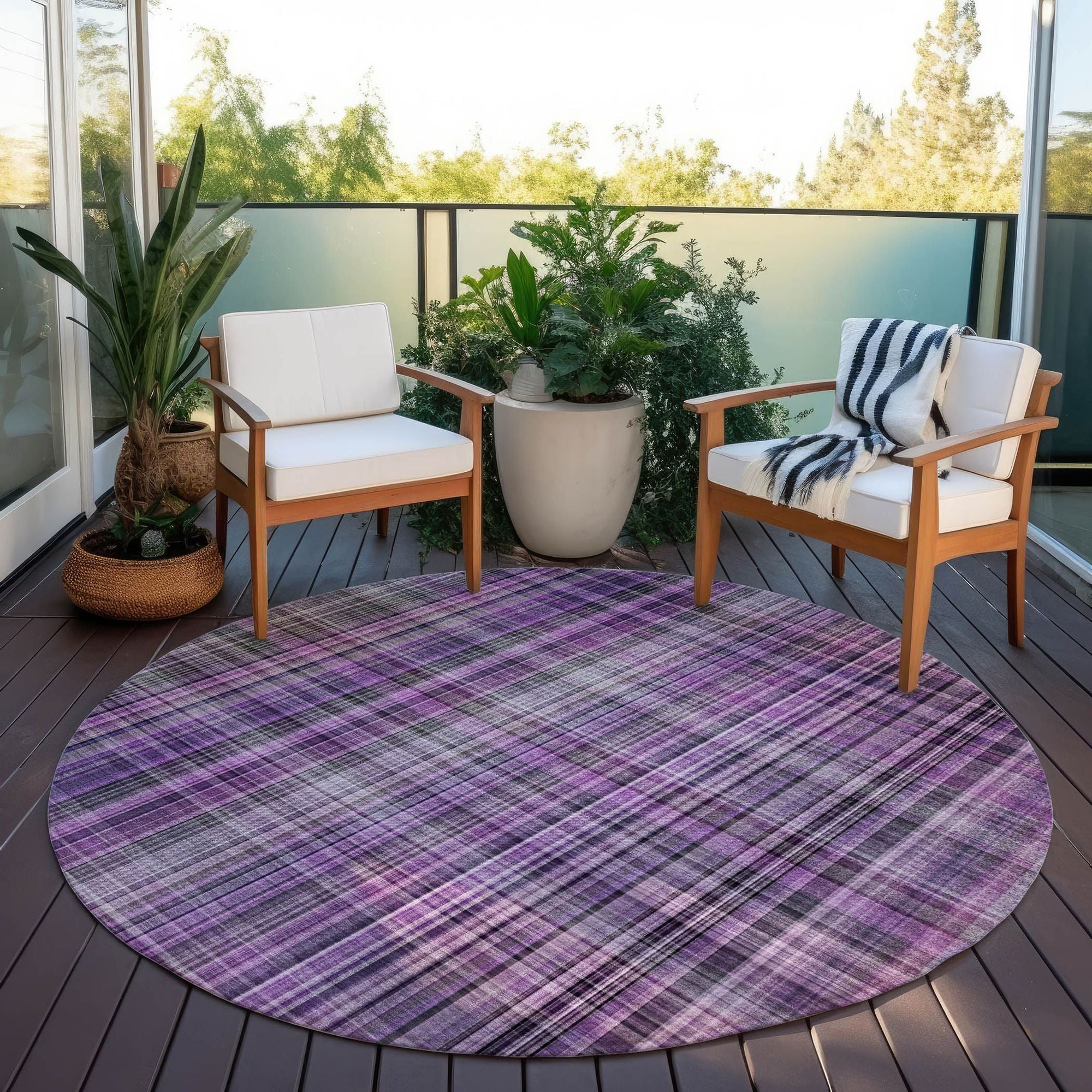 Machine Made ACN541 Purple Rugs