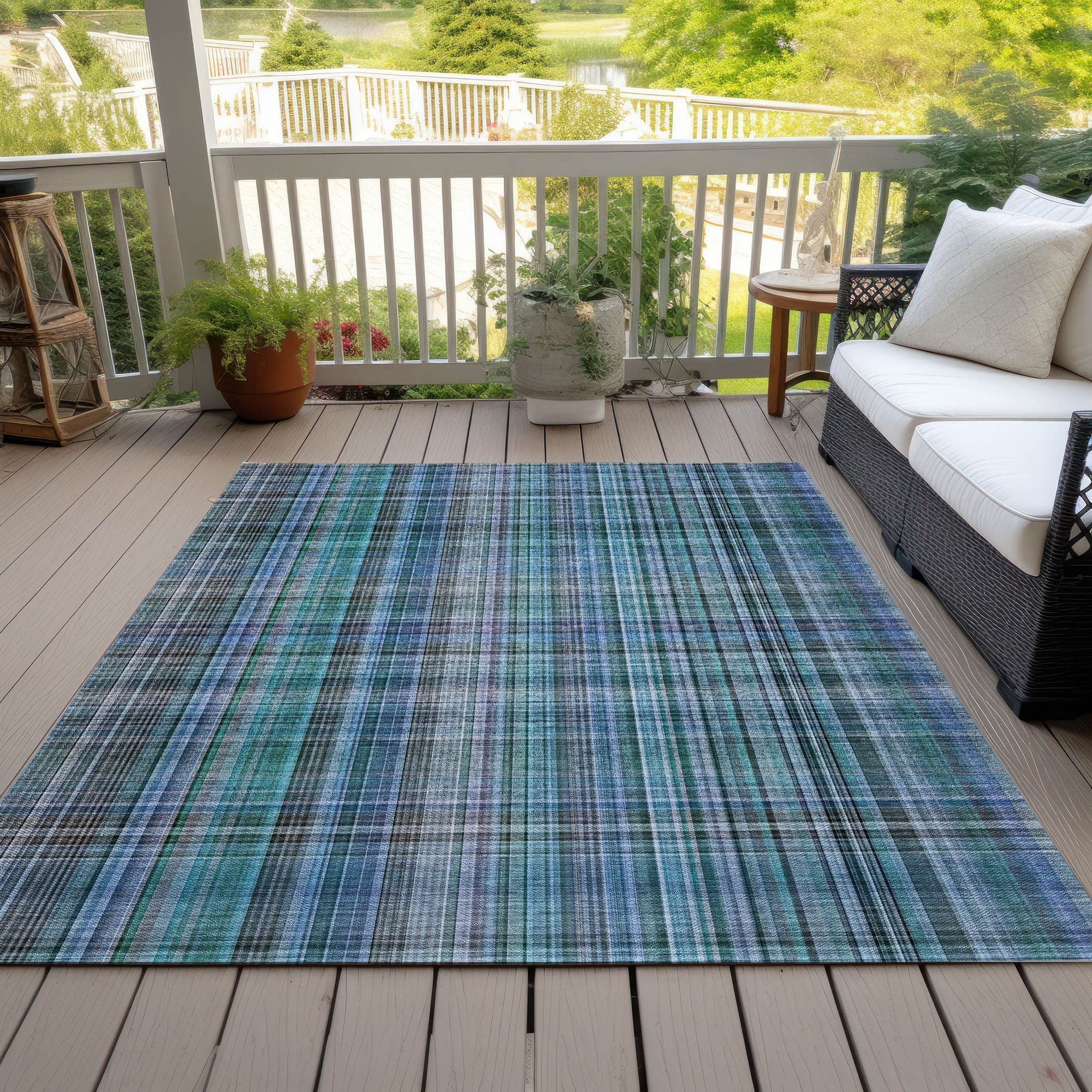 Machine Made ACN541 Teal Rugs