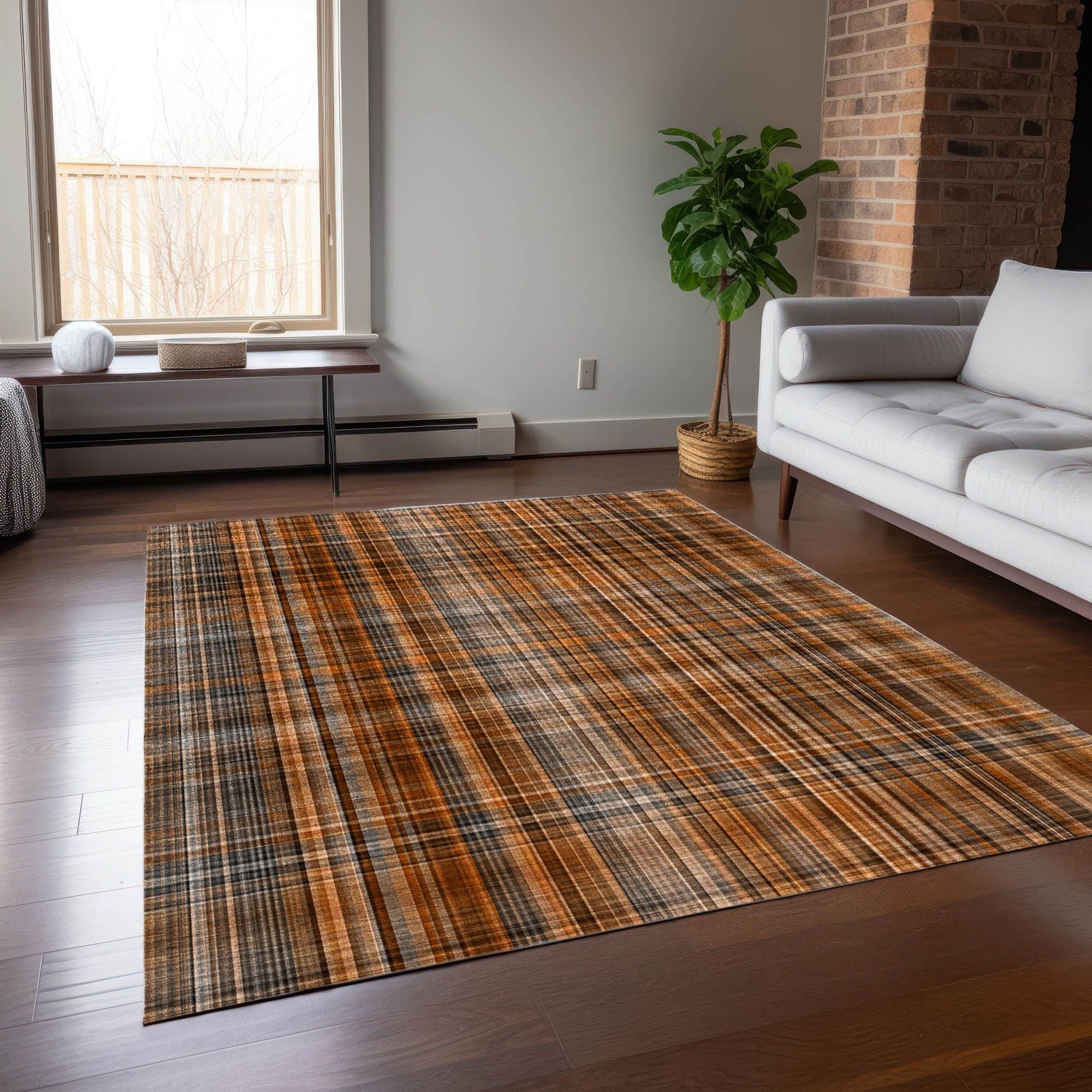 Machine Made ACN541 Terracotta Orange Rugs