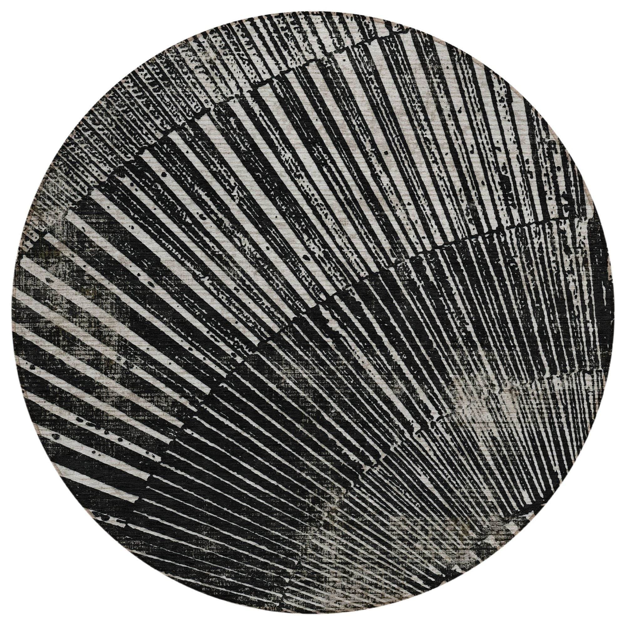 Machine Washable Black Rug - Indoor / Outdoor - Kids / Pet Friendly Organic Print Rug