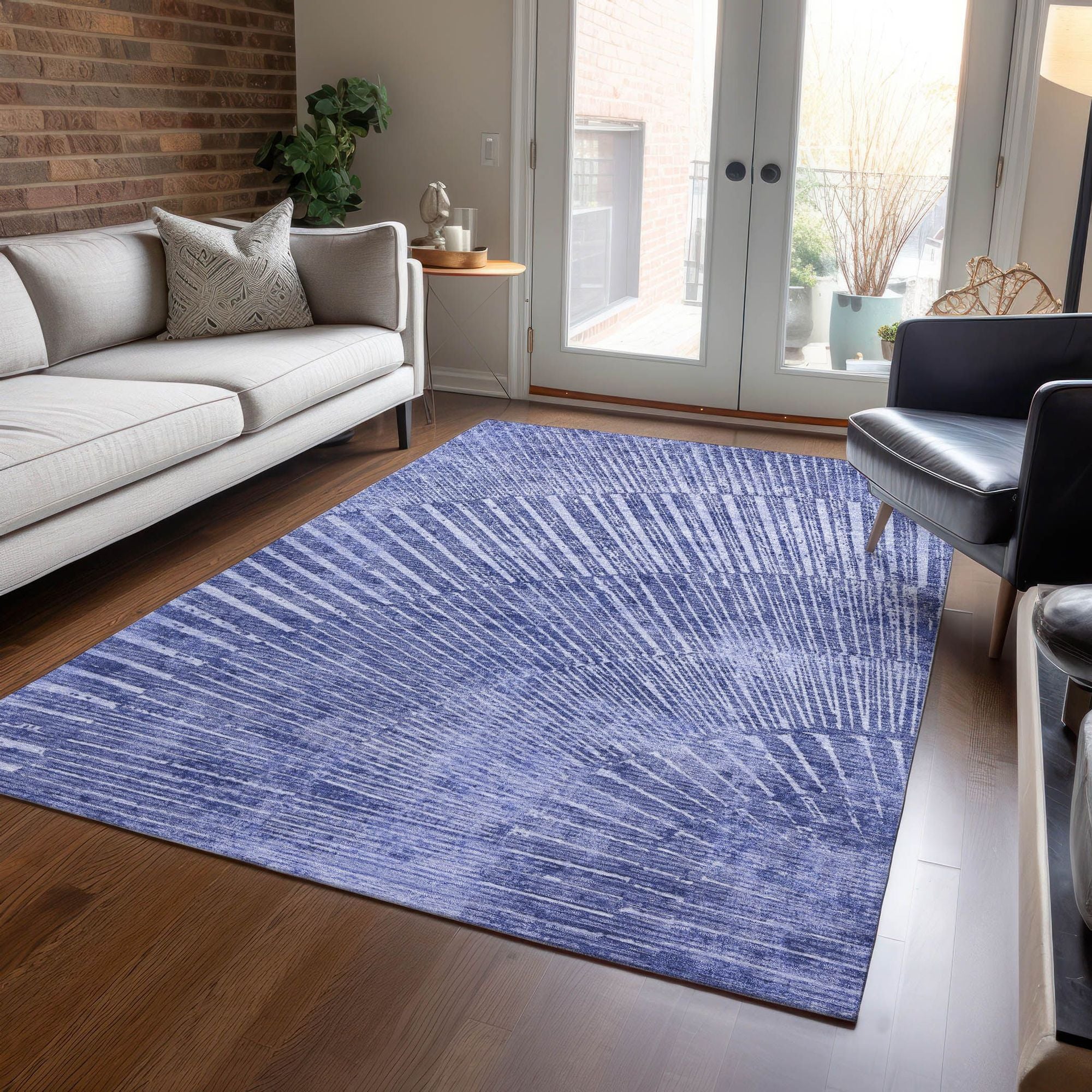 Machine Made ACN542 Navy Blue Rugs