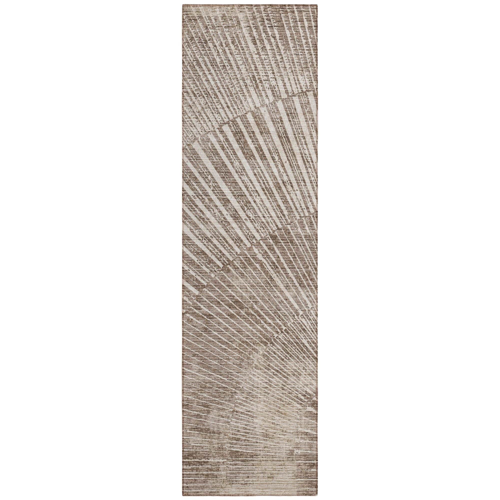 Machine Washable Taupe Brown Rug - Indoor / Outdoor - Kids / Pet Friendly Organic Print Rug