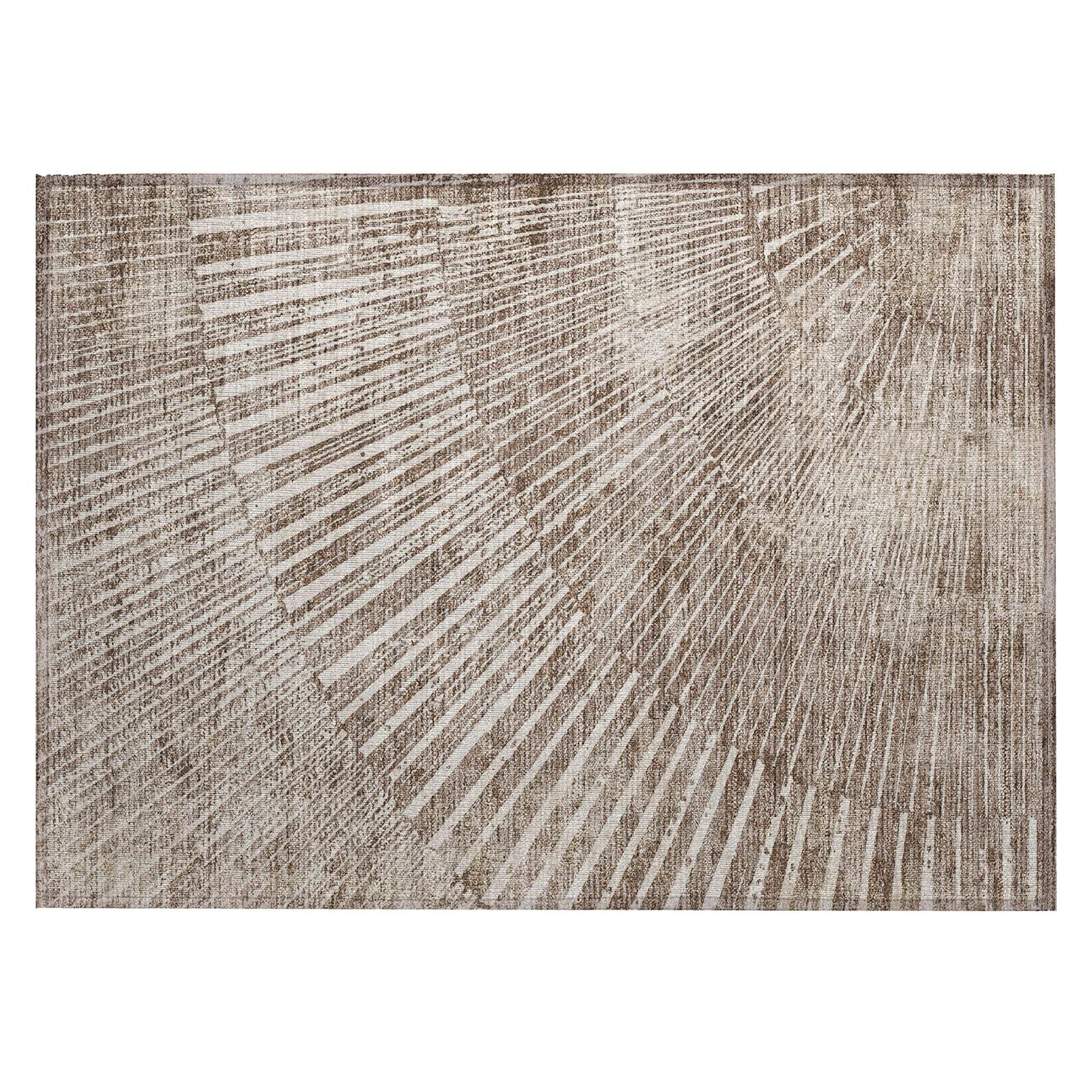 Machine Washable Taupe Brown Rug - Indoor / Outdoor - Kids / Pet Friendly Organic Print Rug