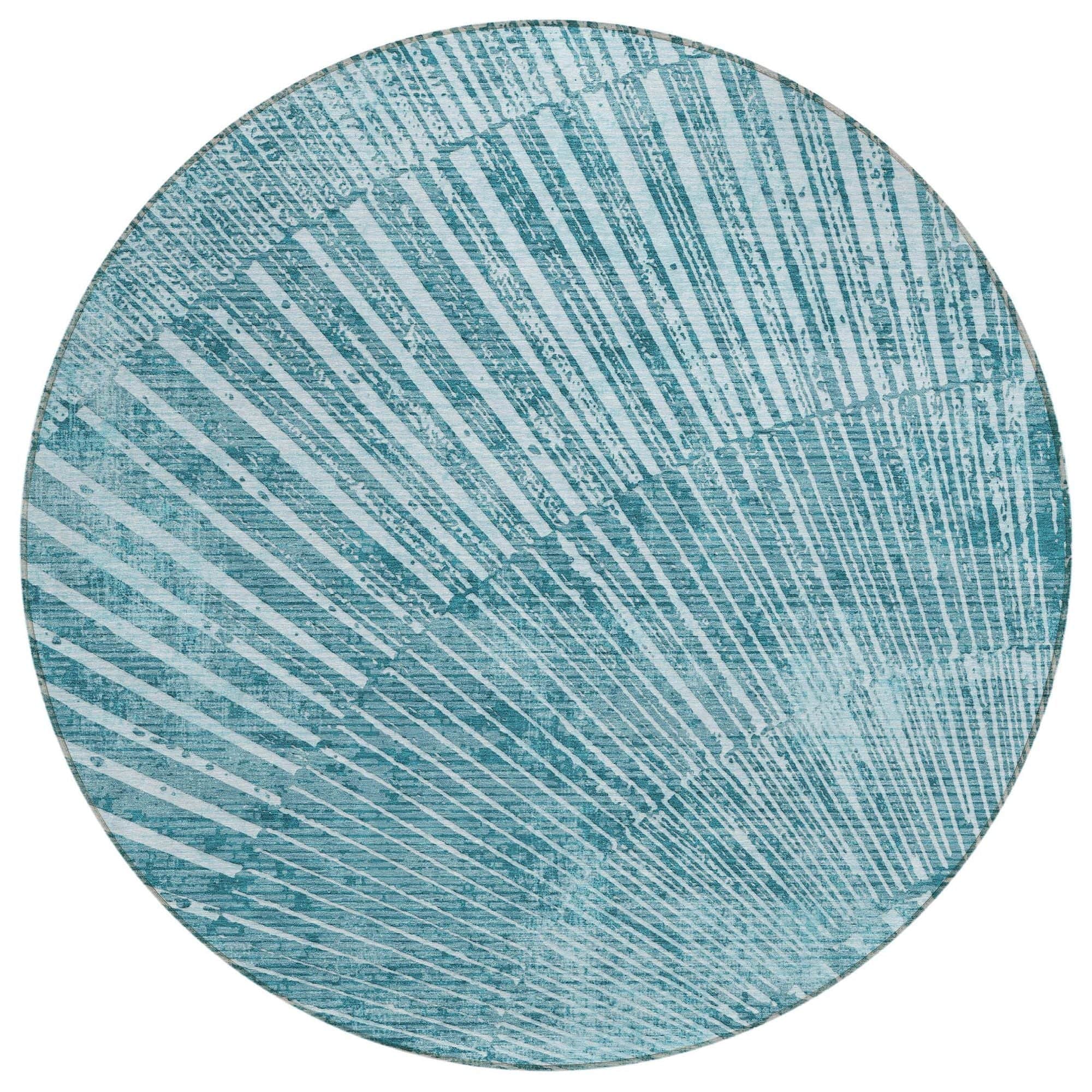 Machine Washable Teal Rug - Indoor / Outdoor - Kids / Pet Friendly Organic Print Rug