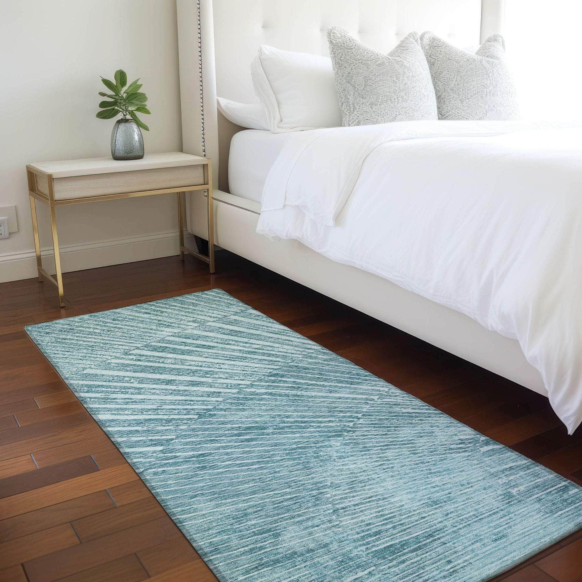 Machine Made ACN542 Teal Rugs