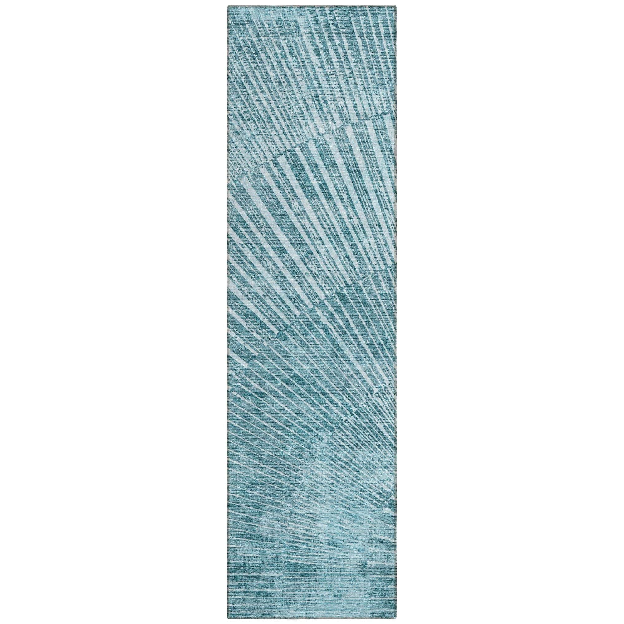 Machine Washable Teal Rug - Indoor / Outdoor - Kids / Pet Friendly Organic Print Rug