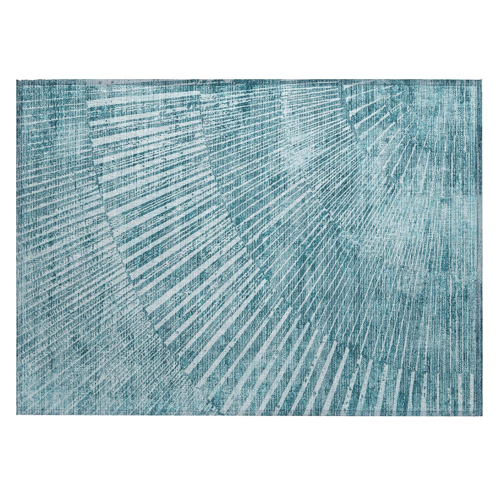 Machine Washable Teal Rug - Indoor / Outdoor - Kids / Pet Friendly Organic Print Rug
