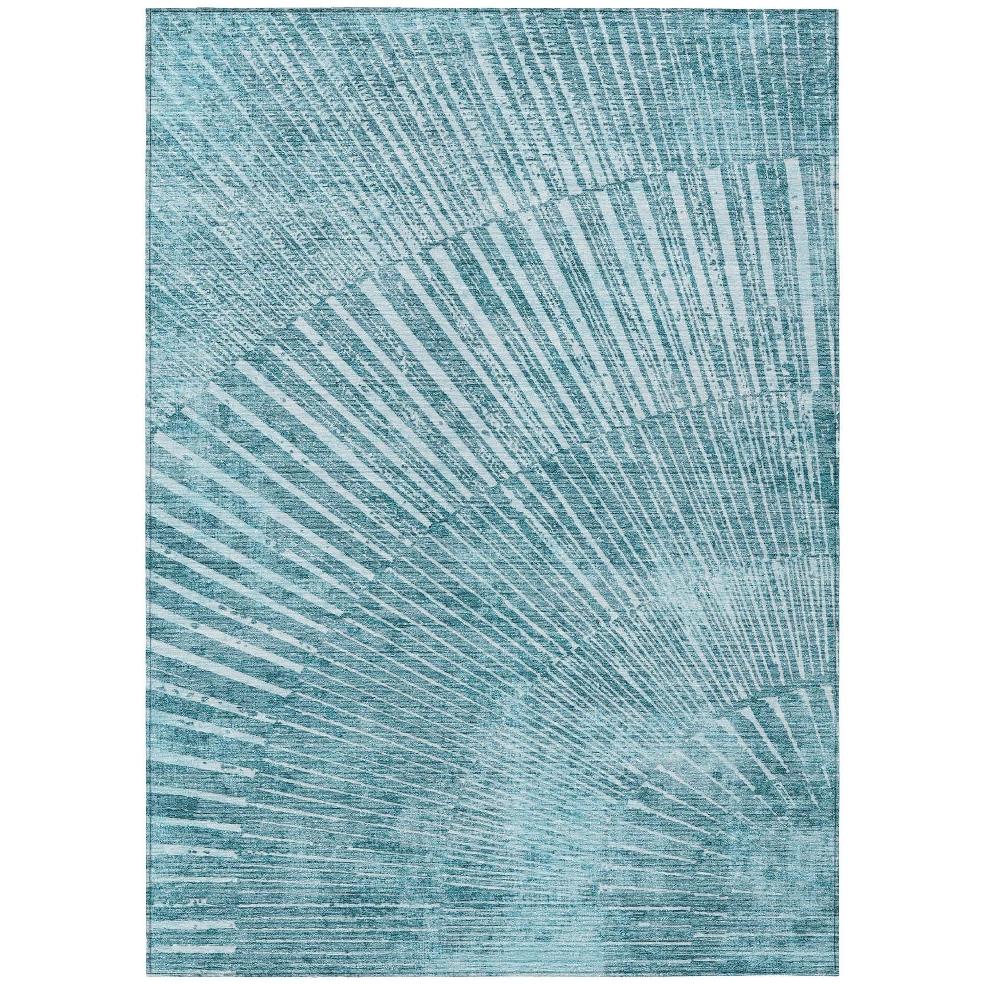 Machine Washable Teal Rug - Indoor / Outdoor - Kids / Pet Friendly Organic Print Rug