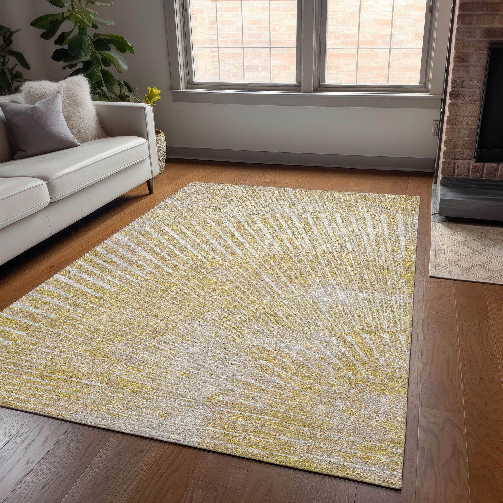 Machine Made ACN542 Wheat Gold Rugs