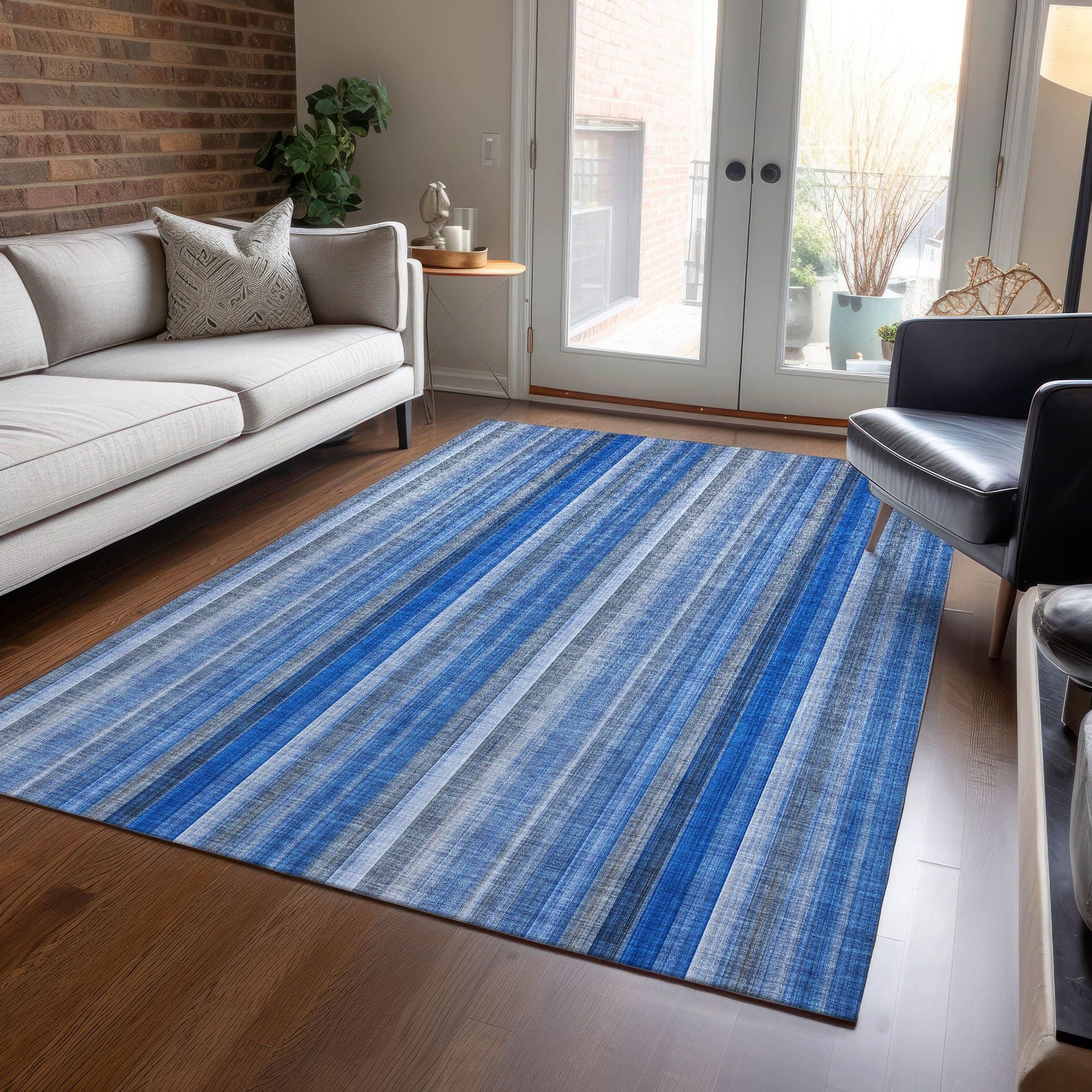 Machine Made ACN543 Blue Rugs