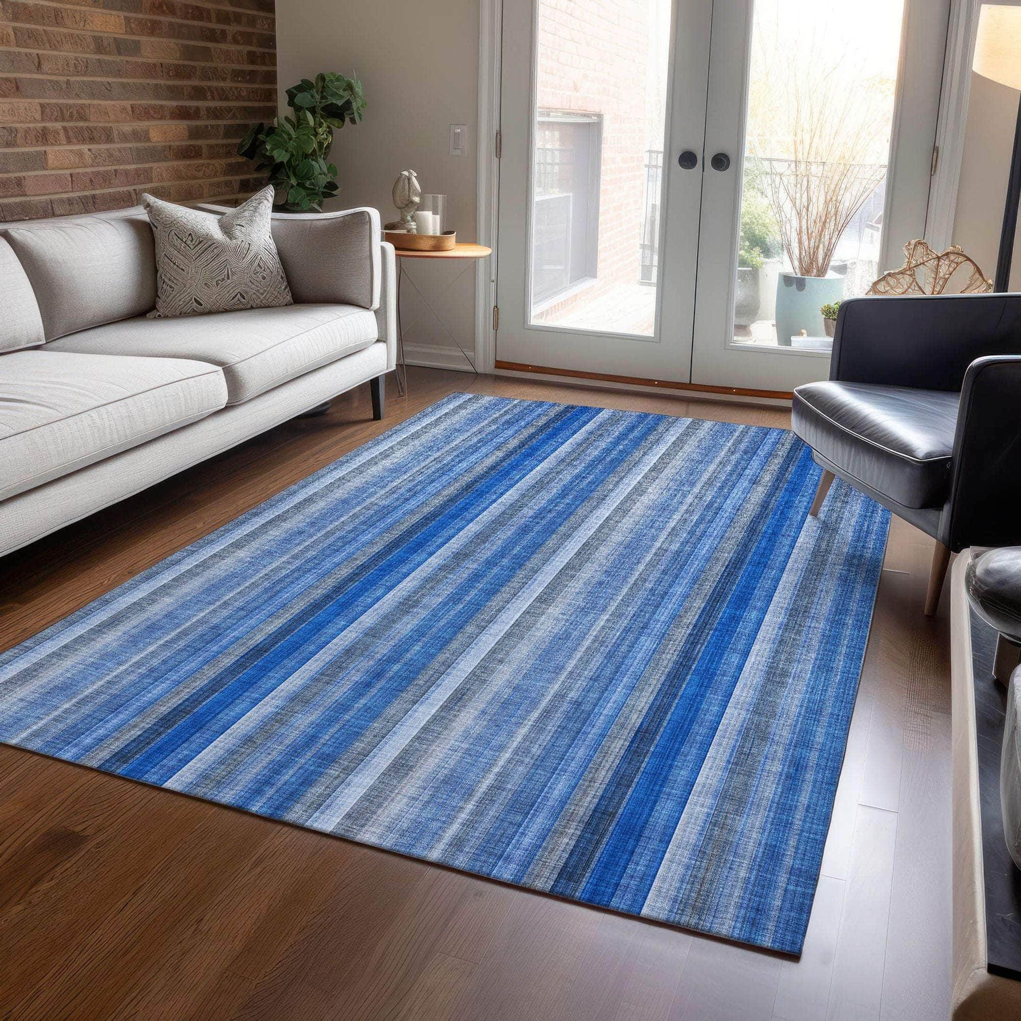 Machine Made ACN543 Blue Rugs